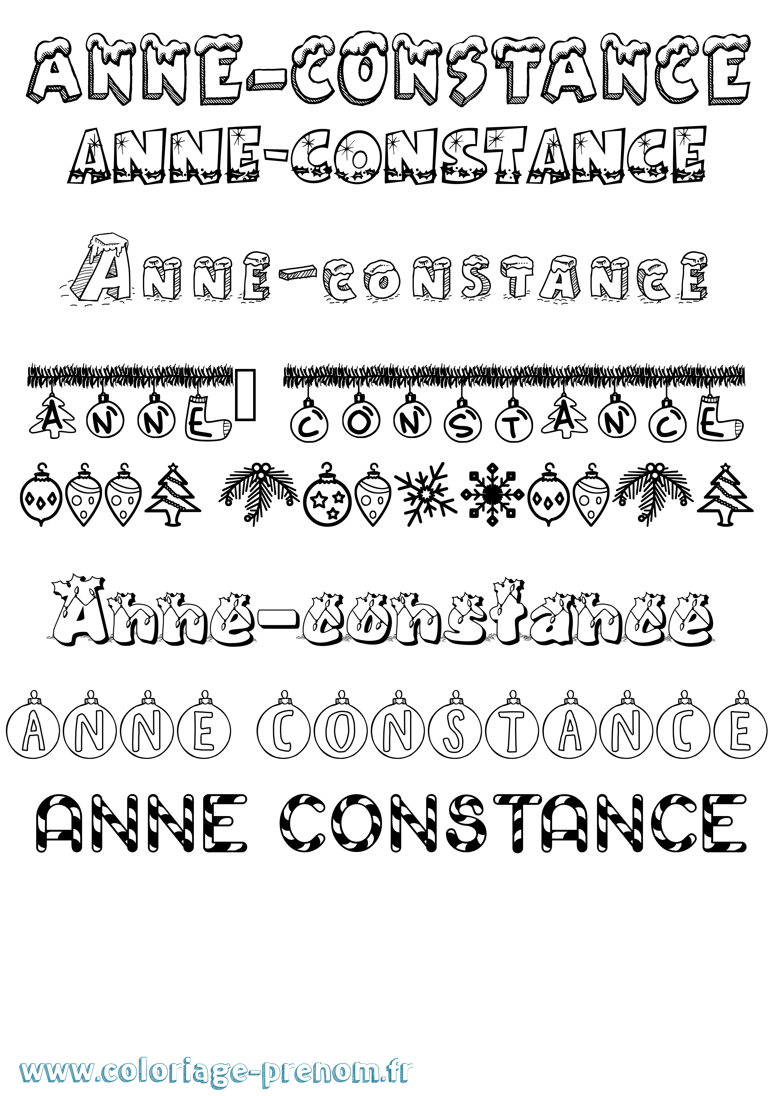 Coloriage prénom Anne-Constance Noël