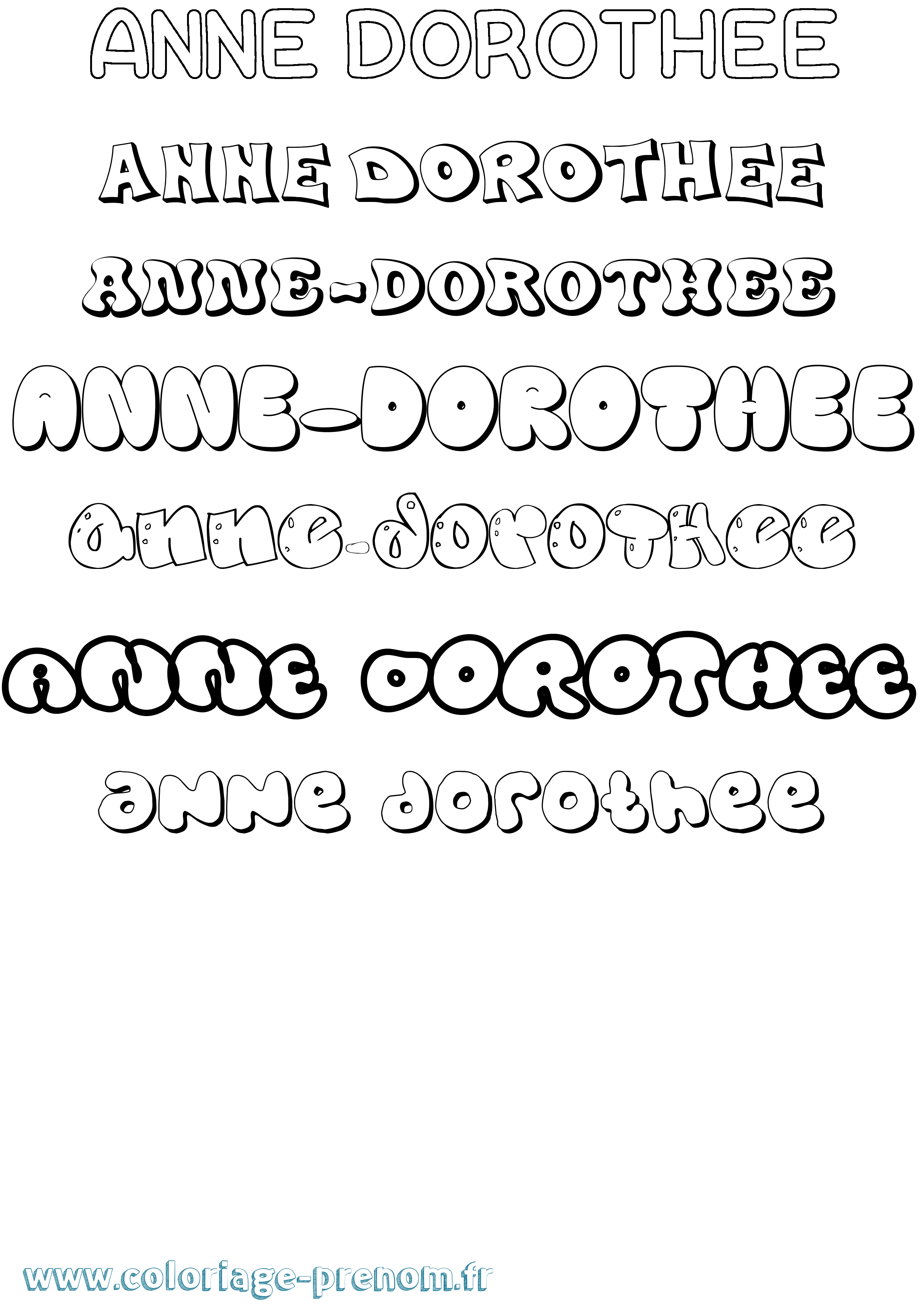Coloriage prénom Anne-Dorothee Bubble