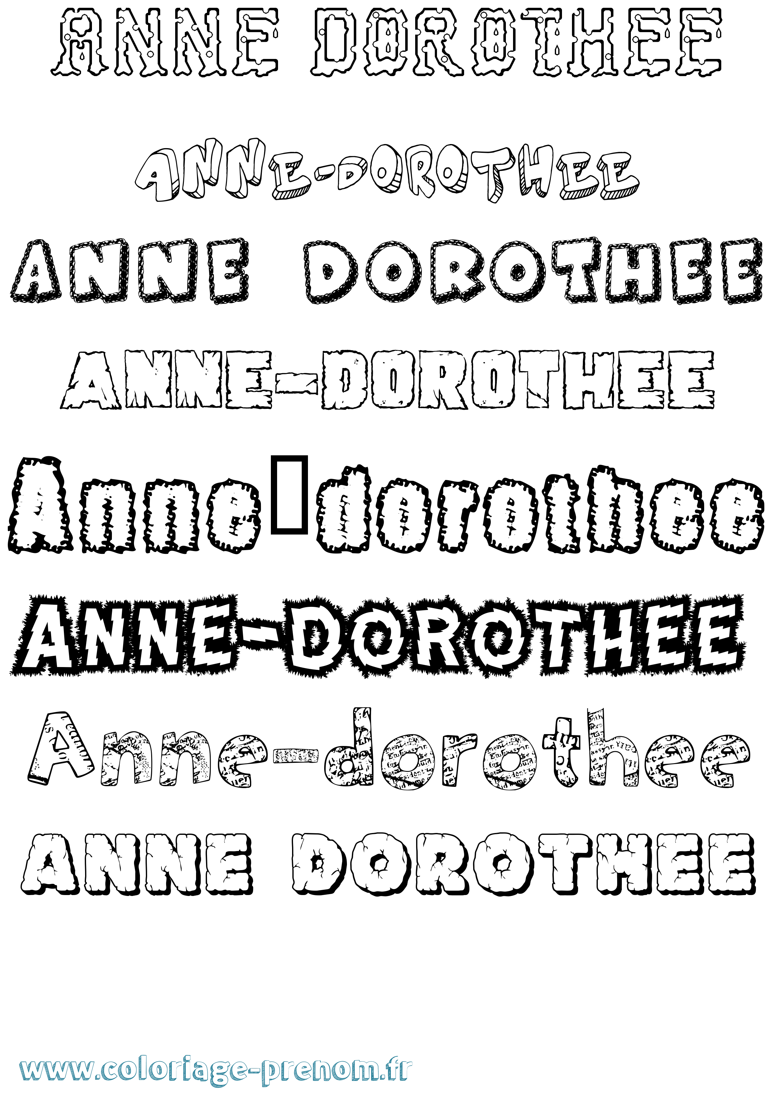 Coloriage prénom Anne-Dorothee Destructuré
