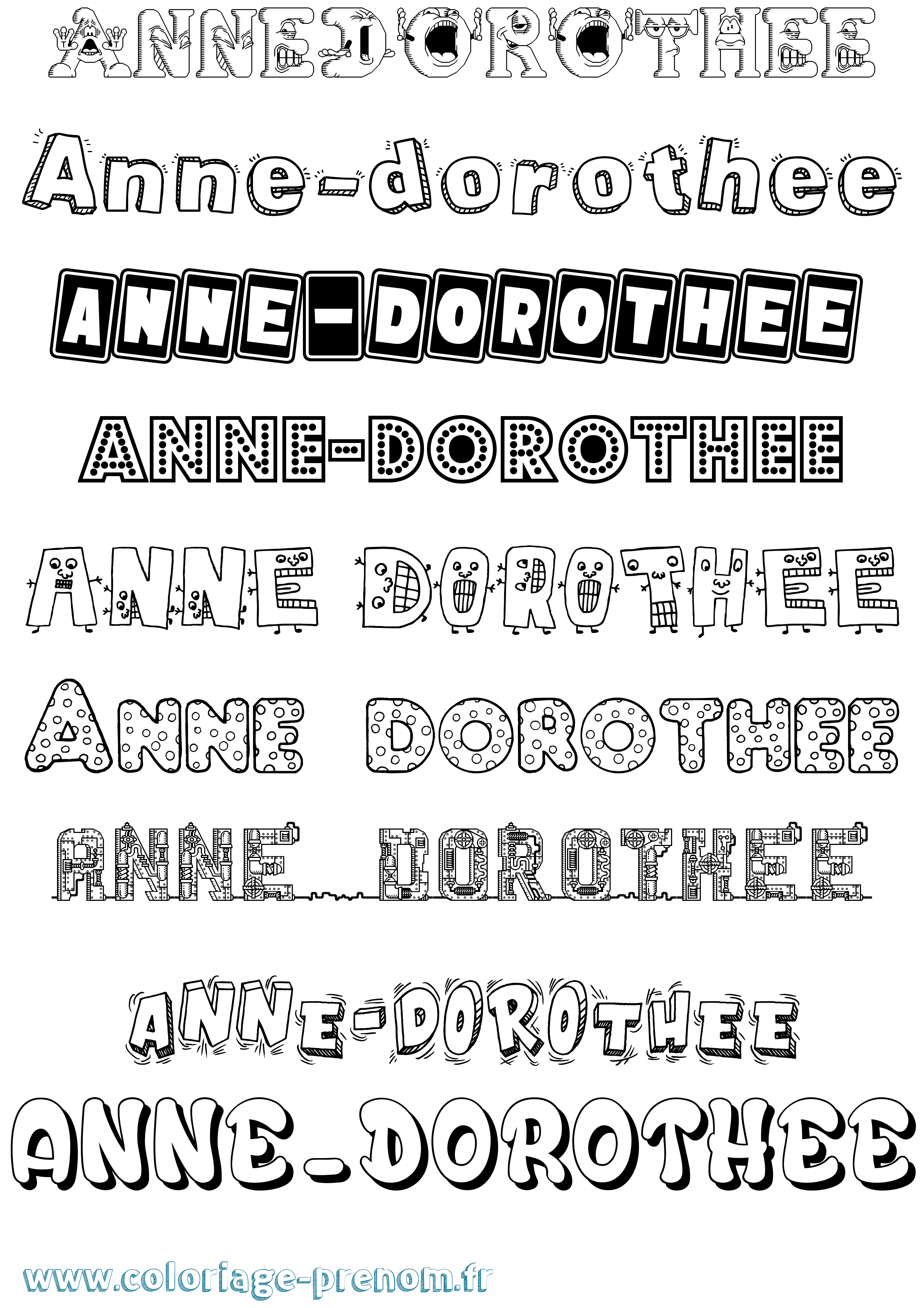 Coloriage prénom Anne-Dorothee Fun