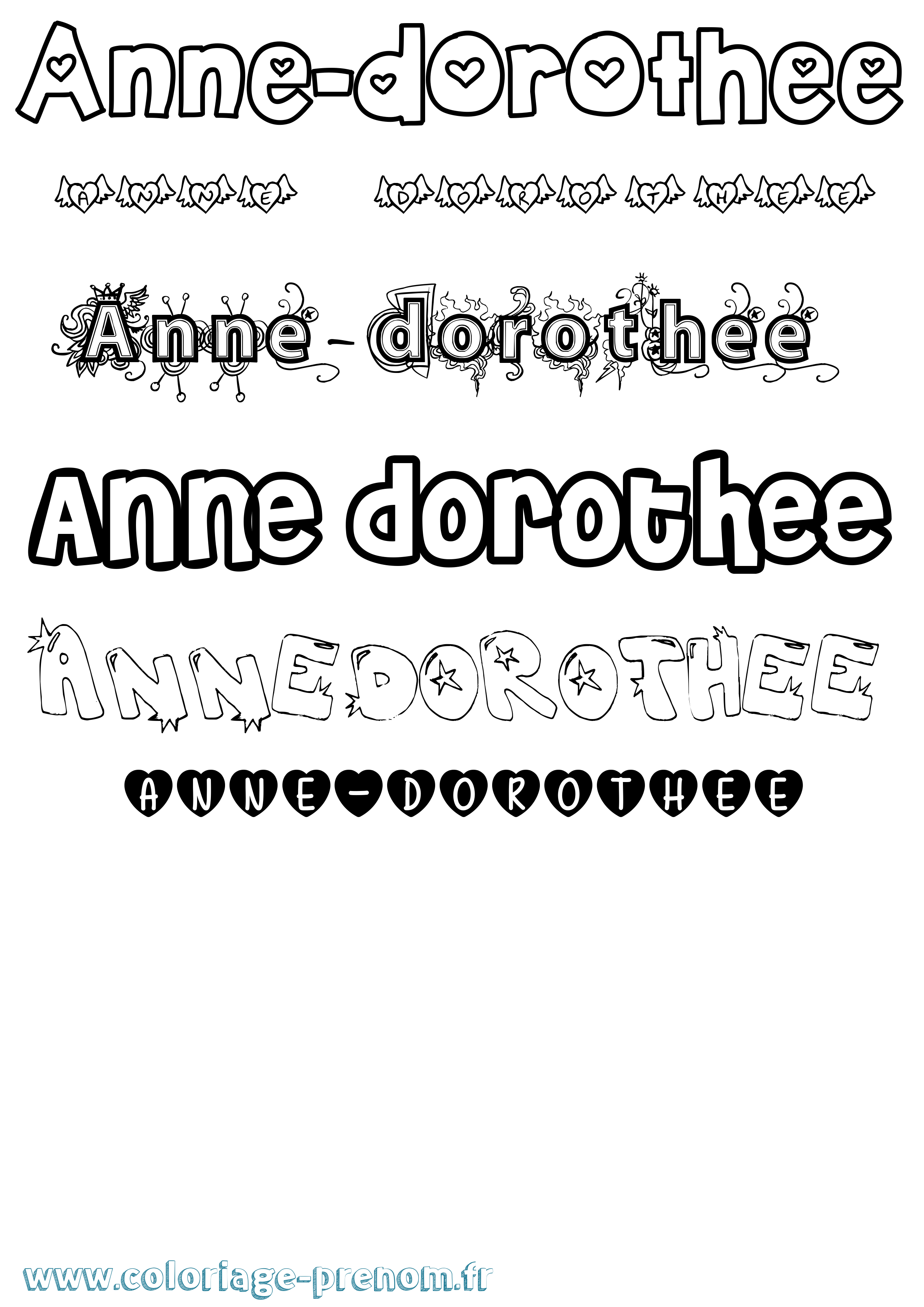 Coloriage prénom Anne-Dorothee Girly