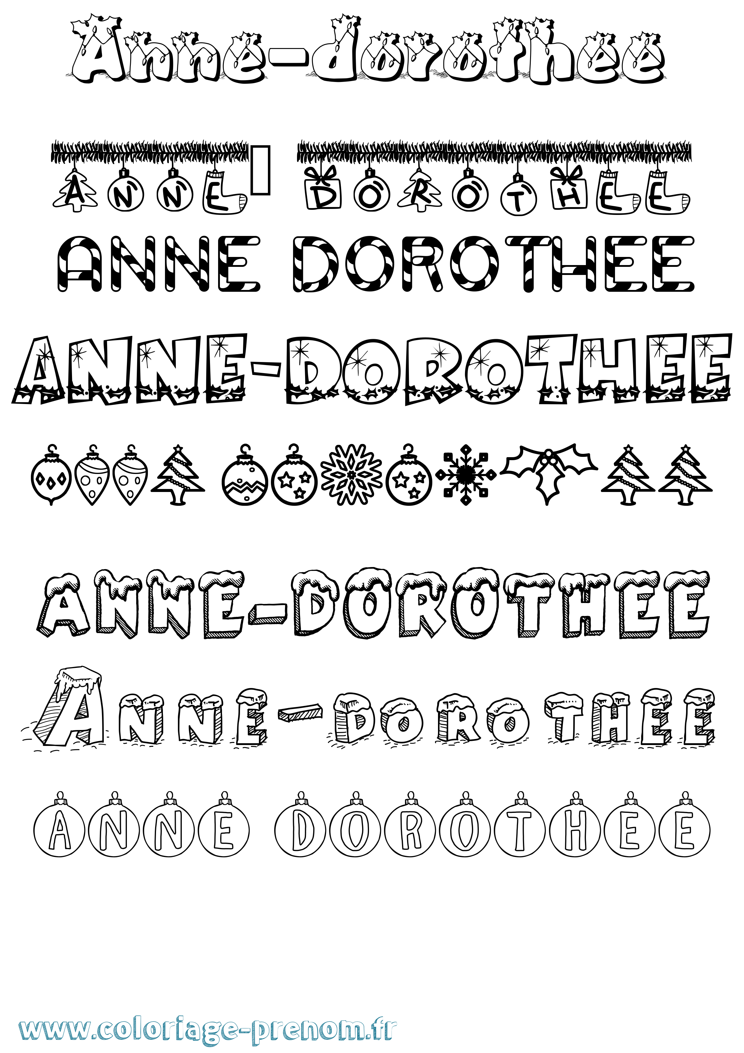 Coloriage prénom Anne-Dorothee Noël