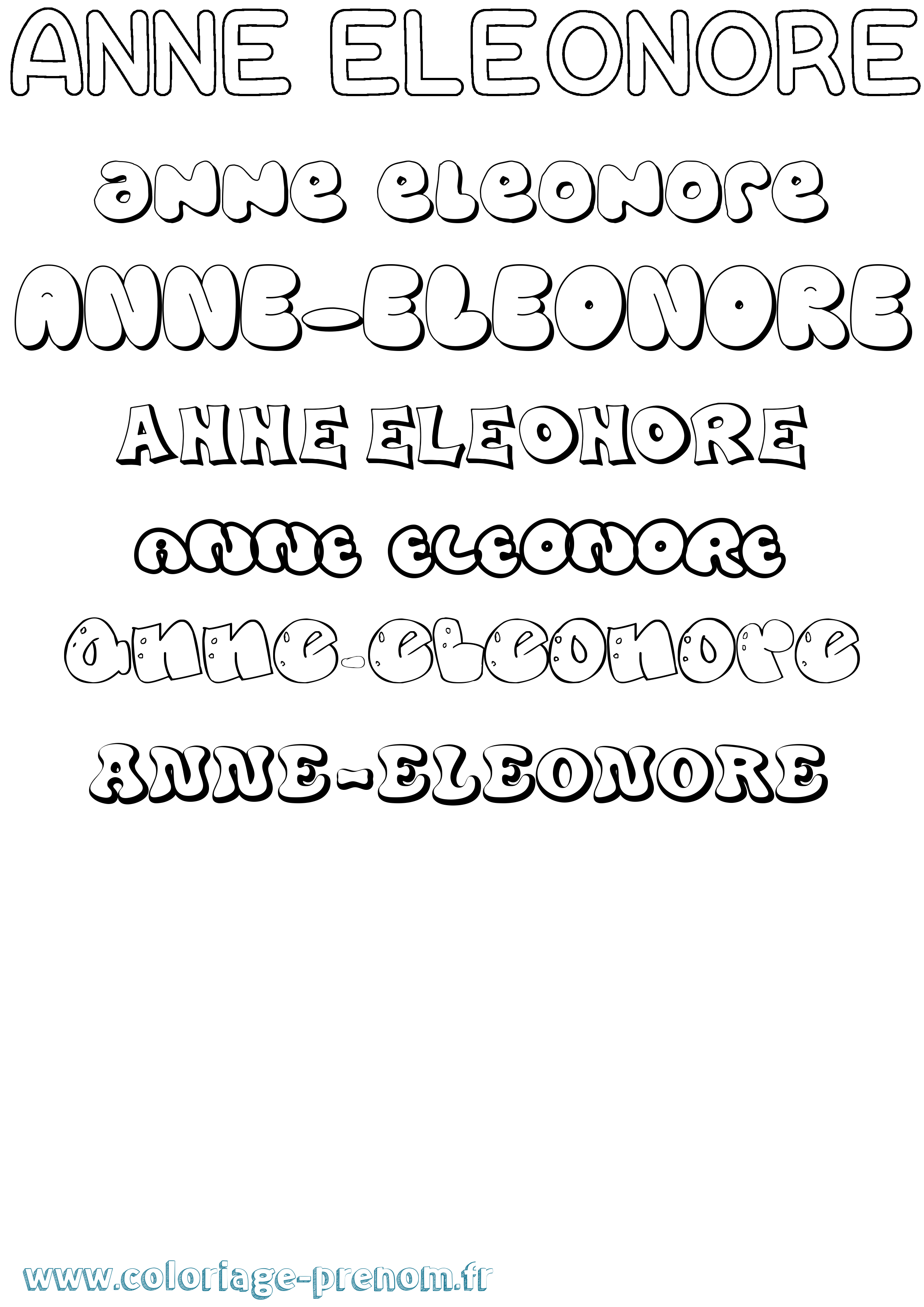 Coloriage prénom Anne-Eleonore Bubble