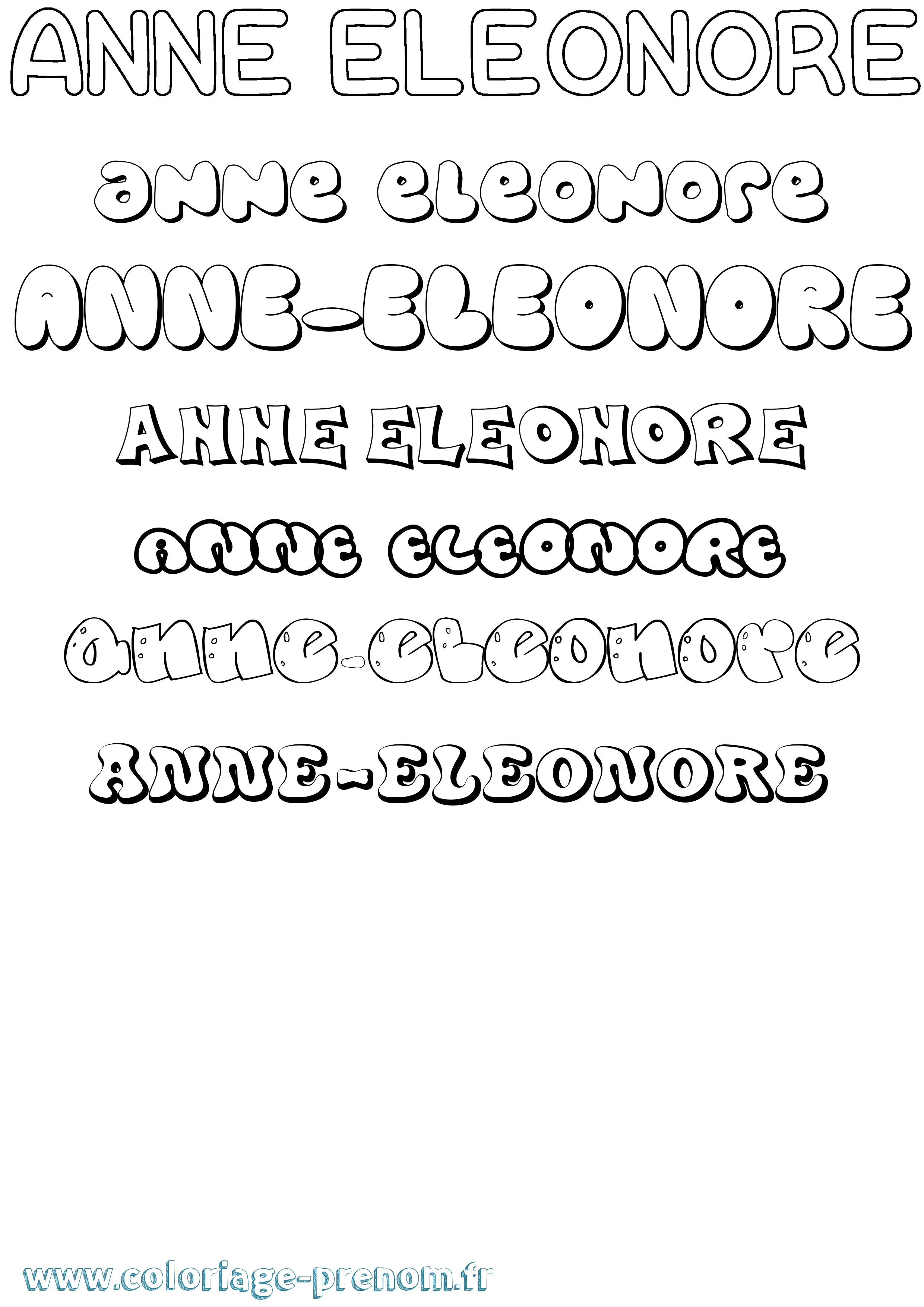 Coloriage Anne-Eleonore Bubble Coloriage prénom Anne-Eleonore Bubble