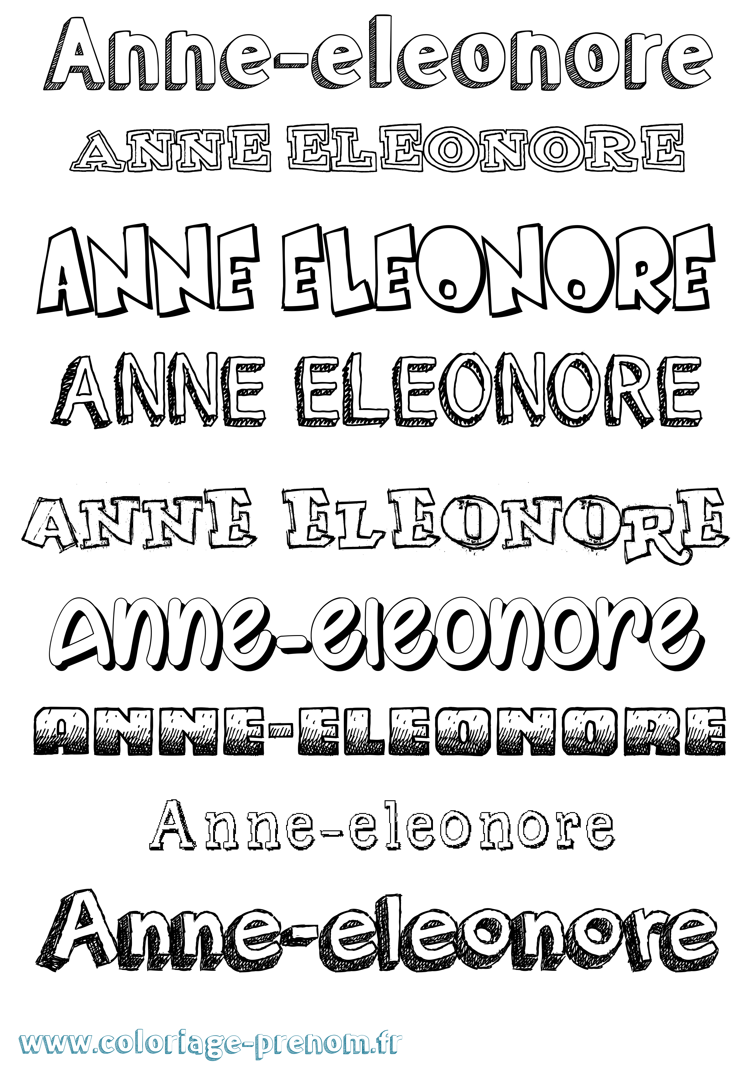 Coloriage Anne-Eleonore Dessiné Coloriage prénom Anne-Eleonore Dessiné