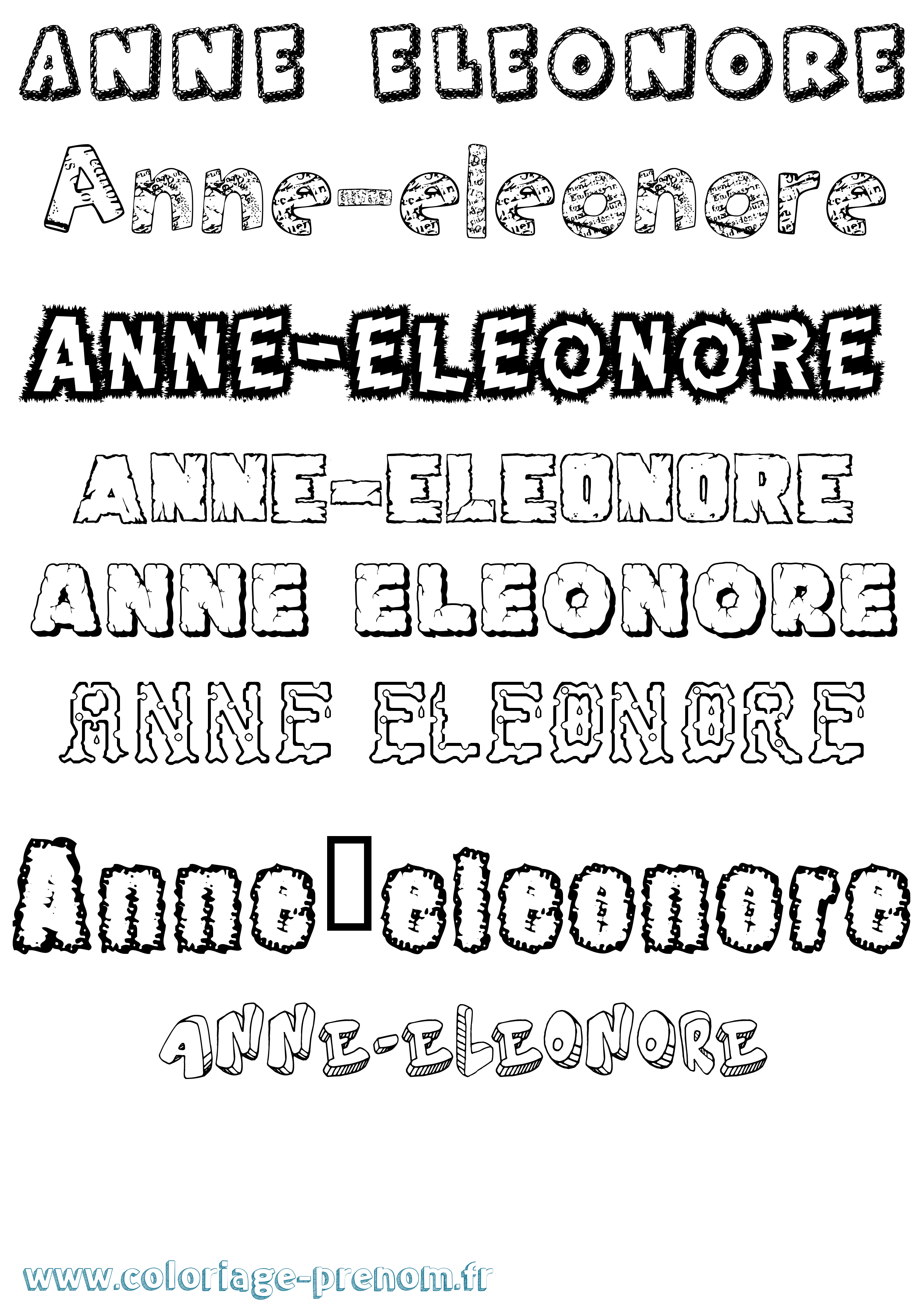 Coloriage prénom Anne-Eleonore Destructuré
