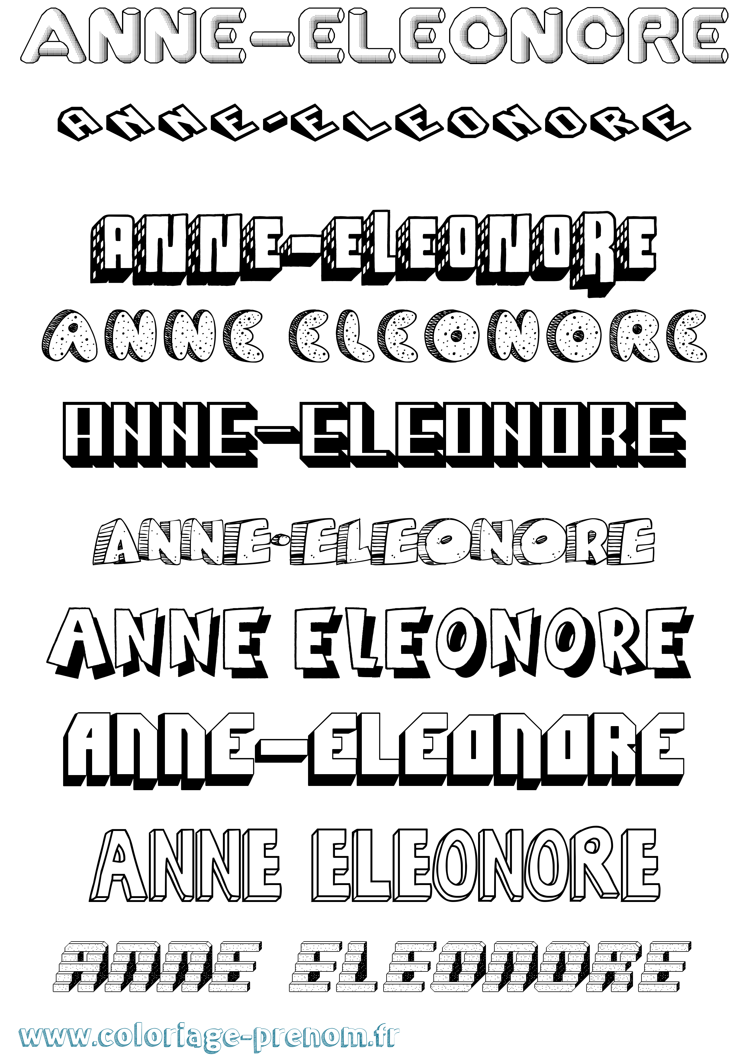Coloriage prénom Anne-Eleonore Effet 3D