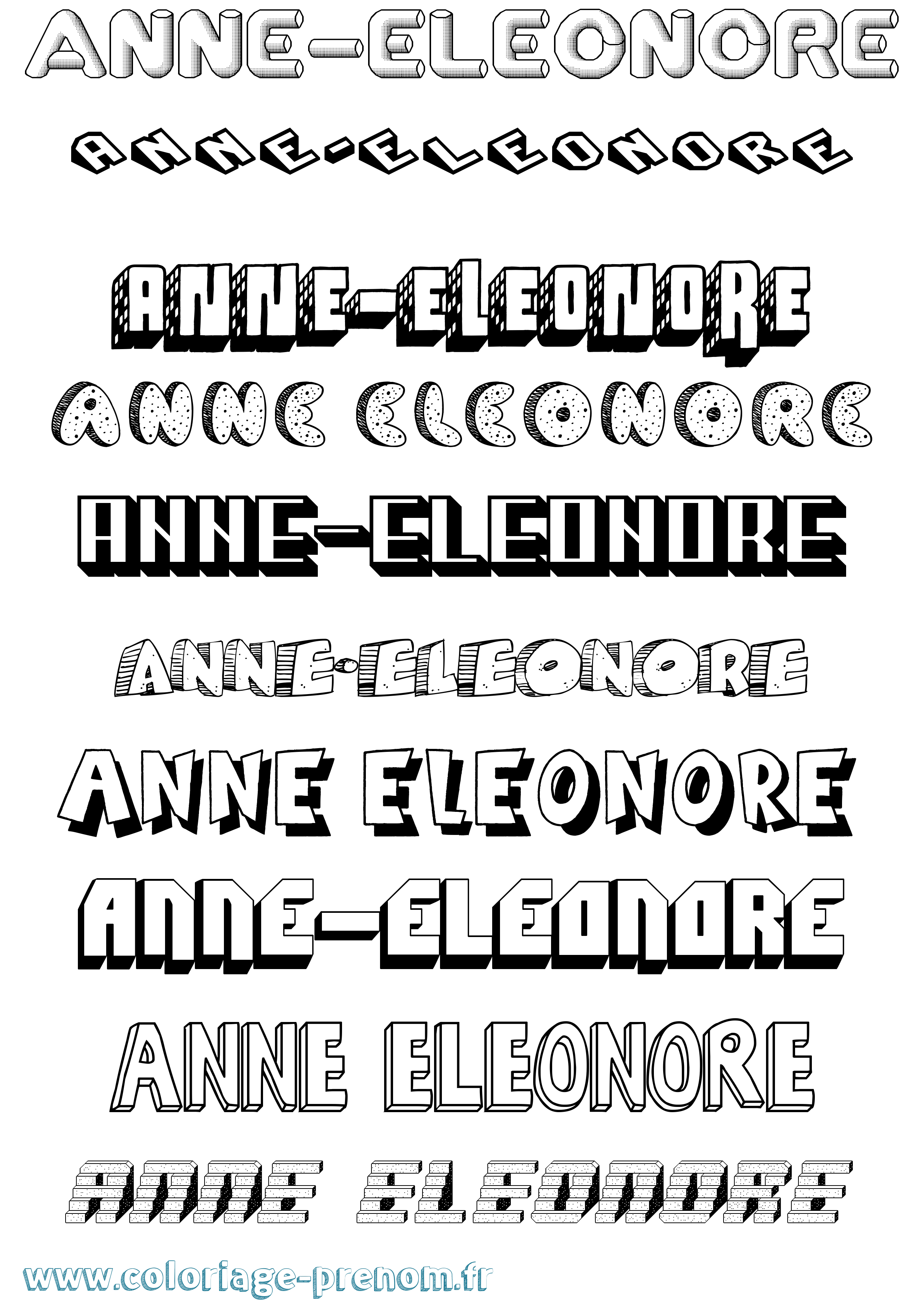 Coloriage Anne-Eleonore Effet 3D Coloriage prénom Anne-Eleonore Effet 3D