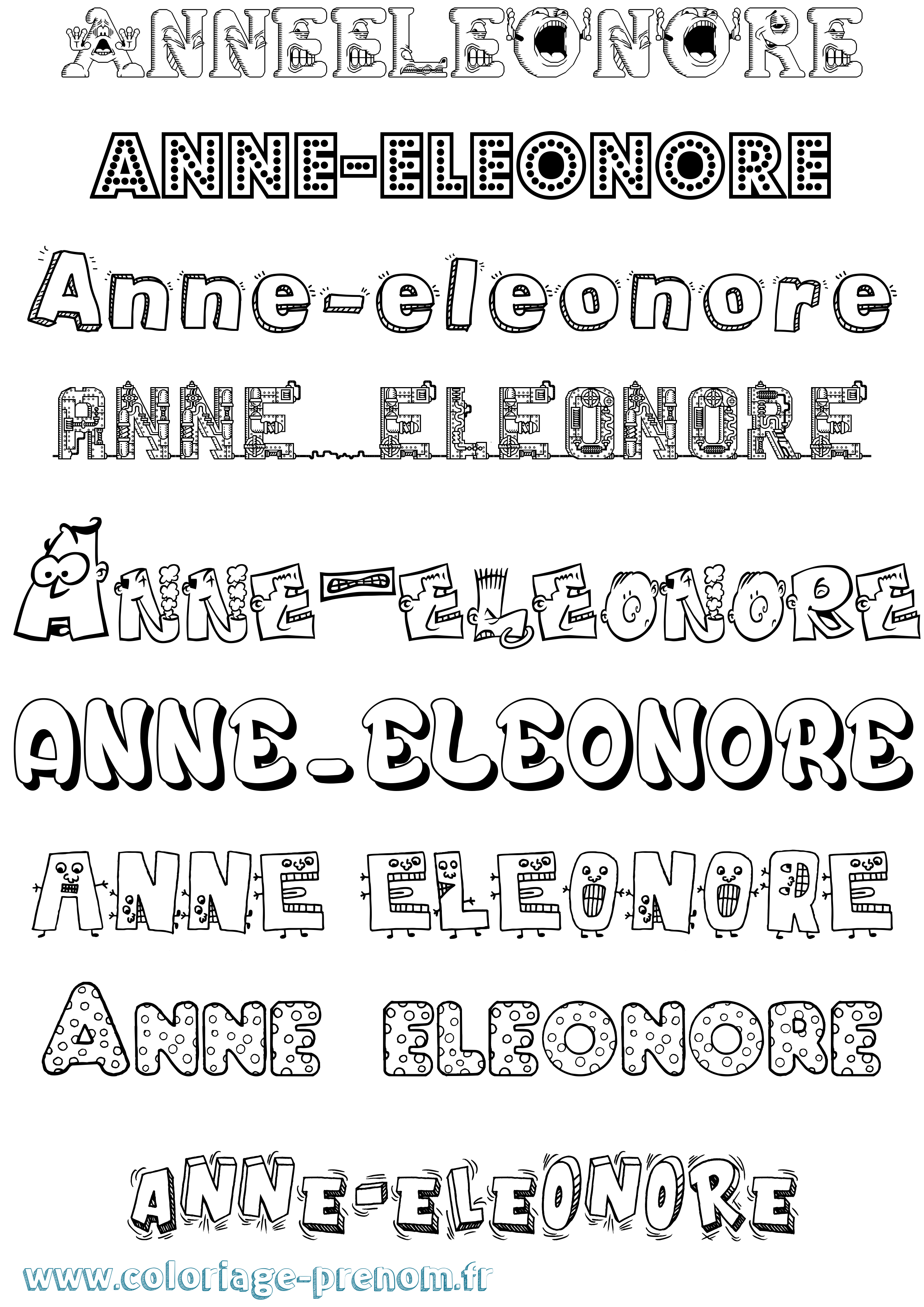 Coloriage prénom Anne-Eleonore Fun