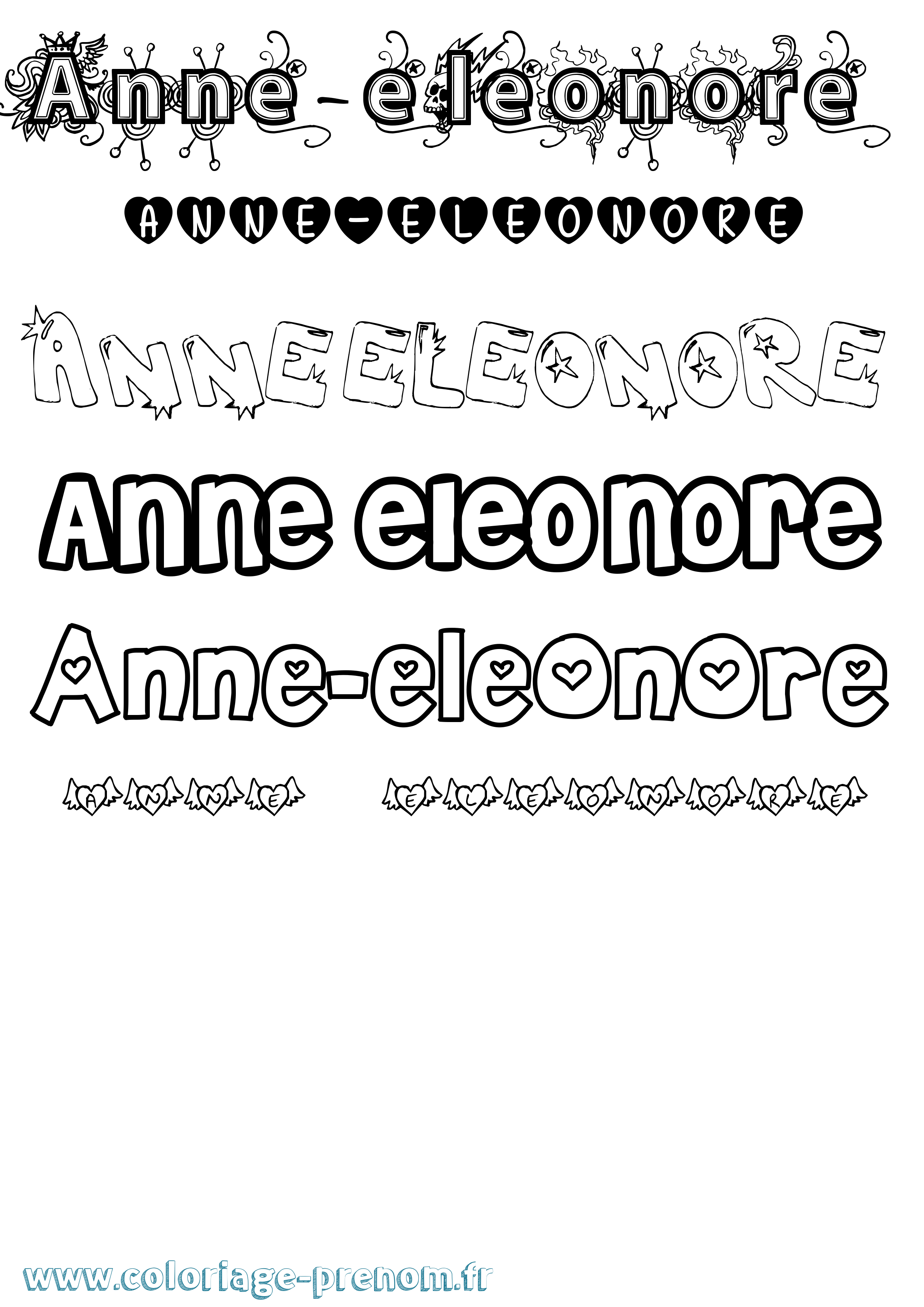 Coloriage prénom Anne-Eleonore Girly