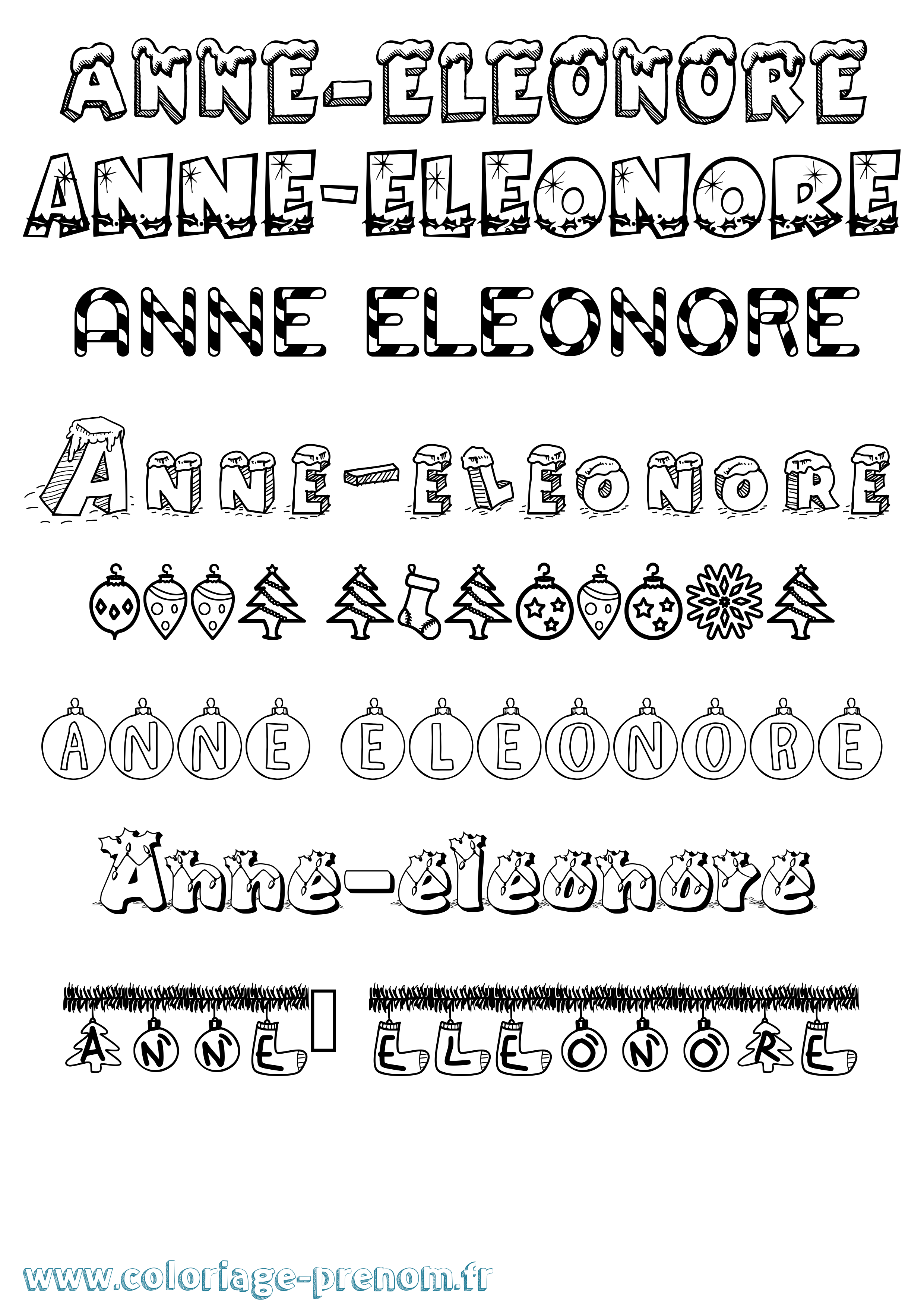 Coloriage Anne-Eleonore Noël Coloriage prénom Anne-Eleonore Noël