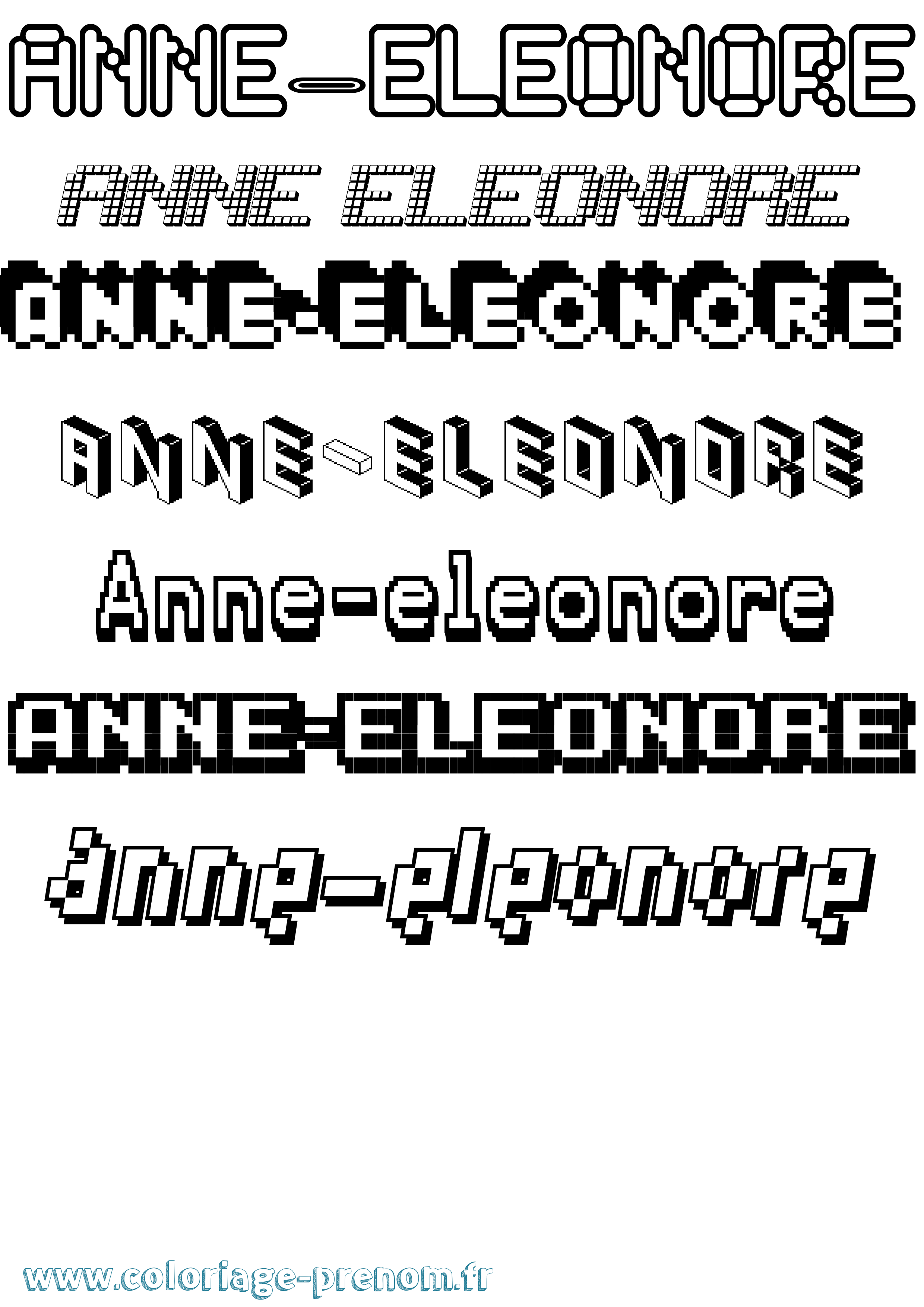 Coloriage prénom Anne-Eleonore Pixel