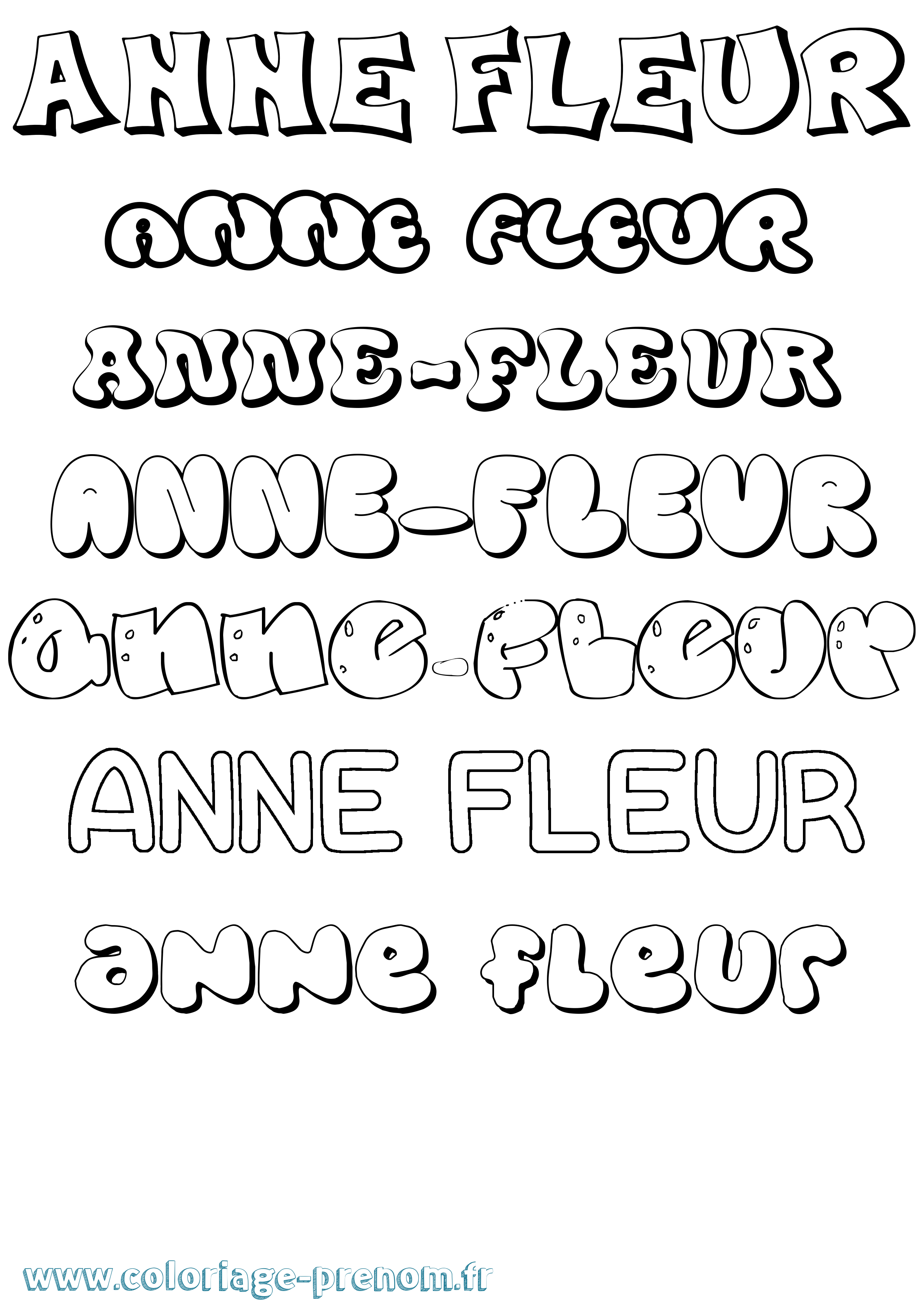Coloriage prénom Anne-Fleur Bubble