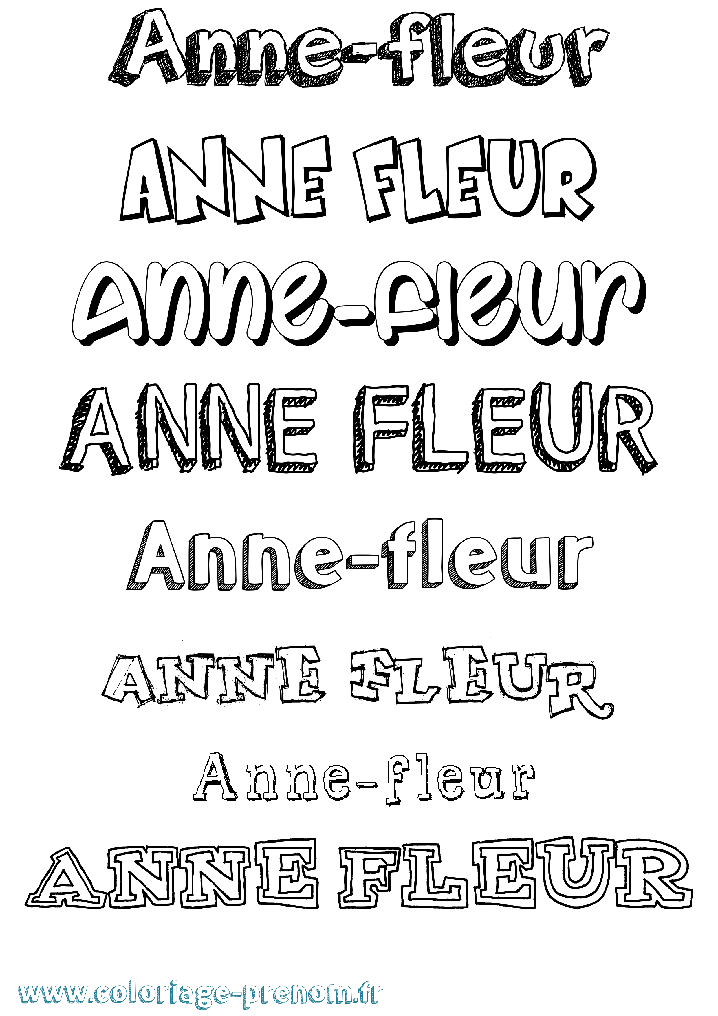Coloriage prénom Anne-Fleur Dessiné