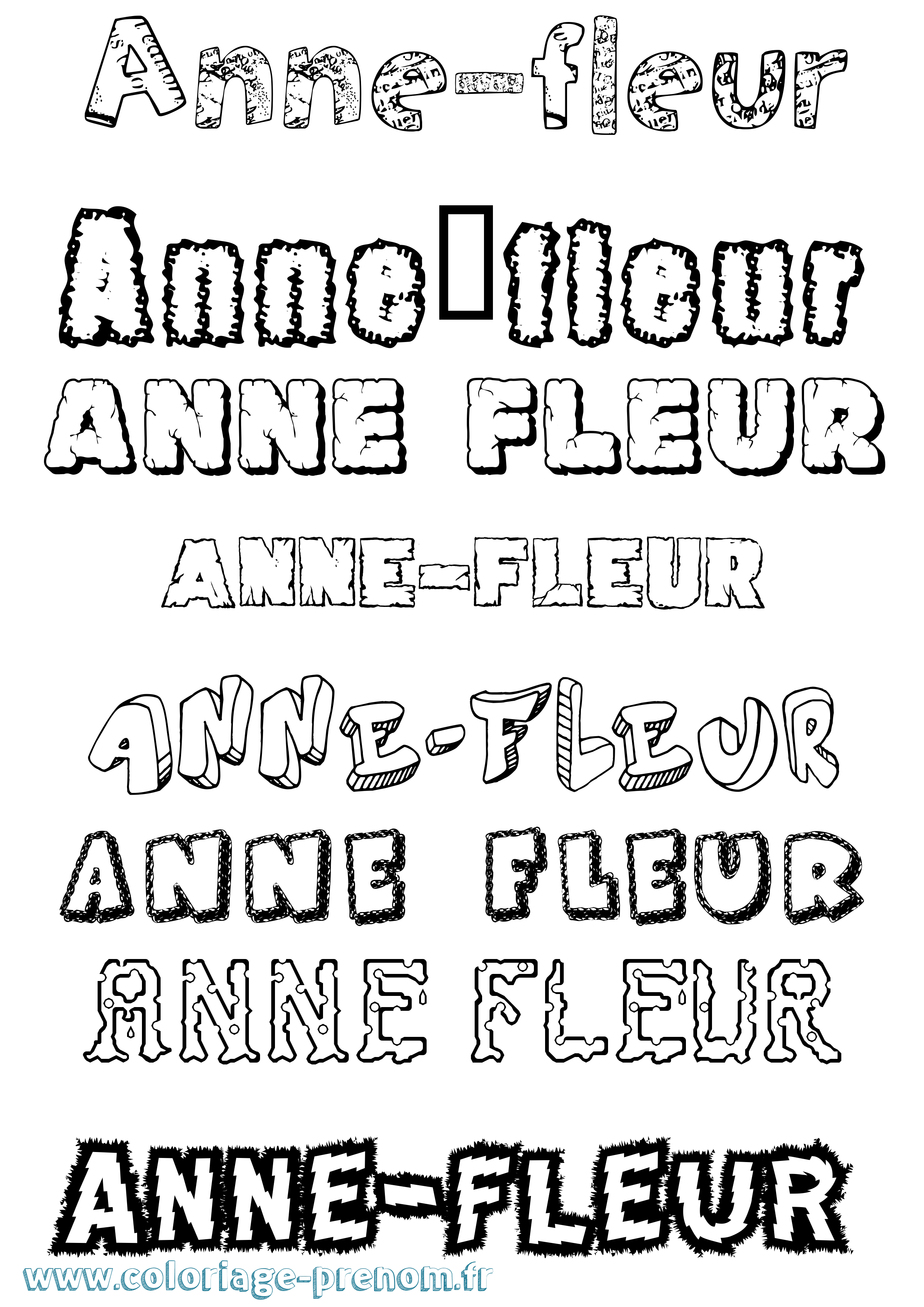 Coloriage prénom Anne-Fleur Destructuré