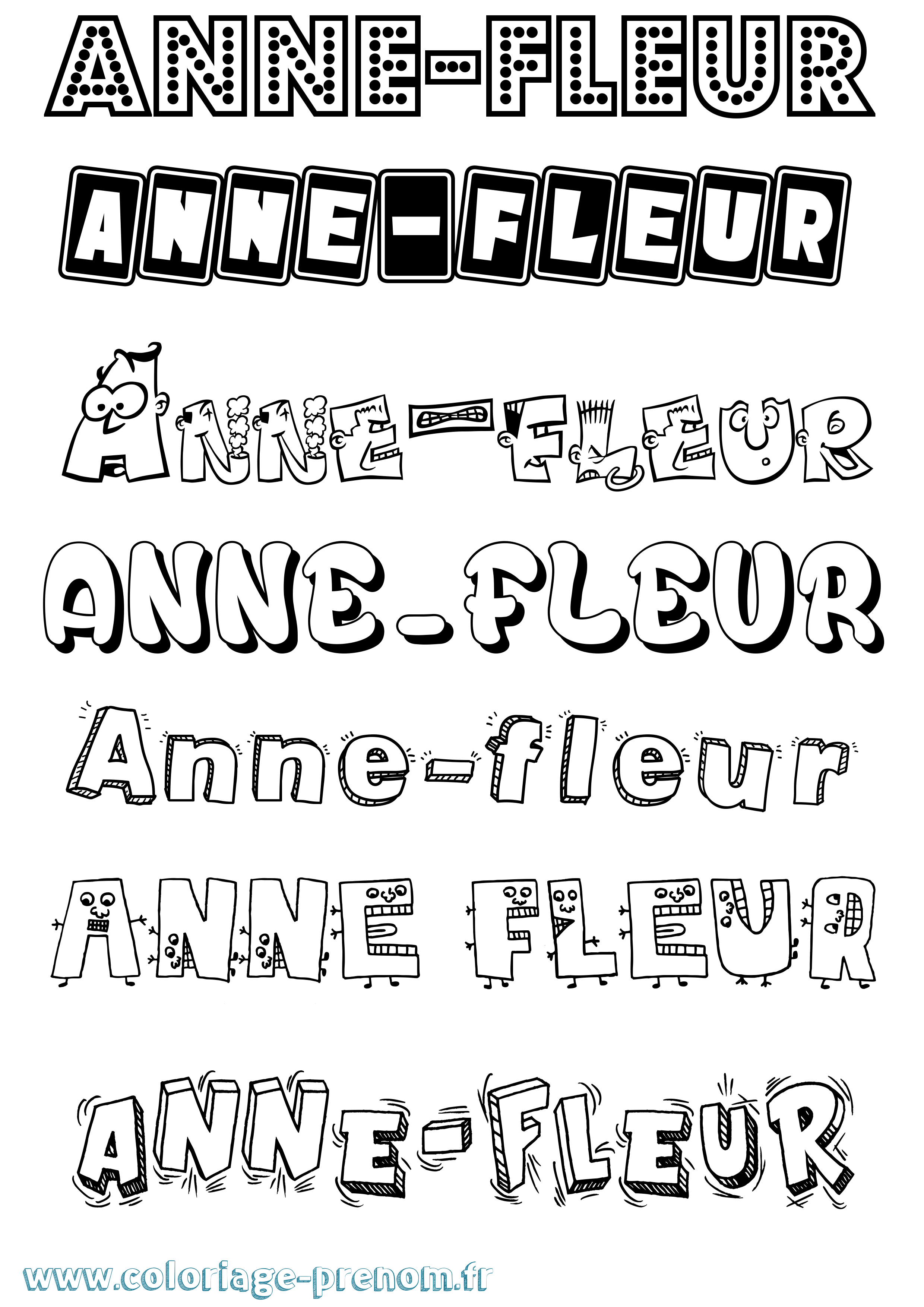 Coloriage prénom Anne-Fleur Fun