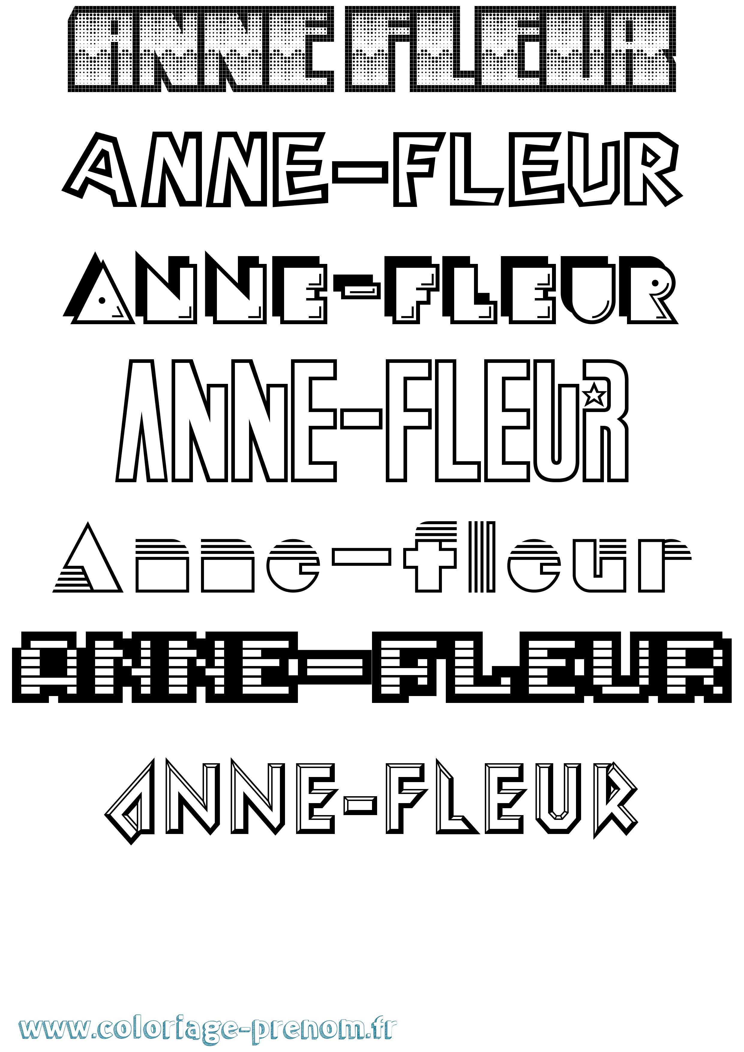 Coloriage prénom Anne-Fleur Jeux Vidéos