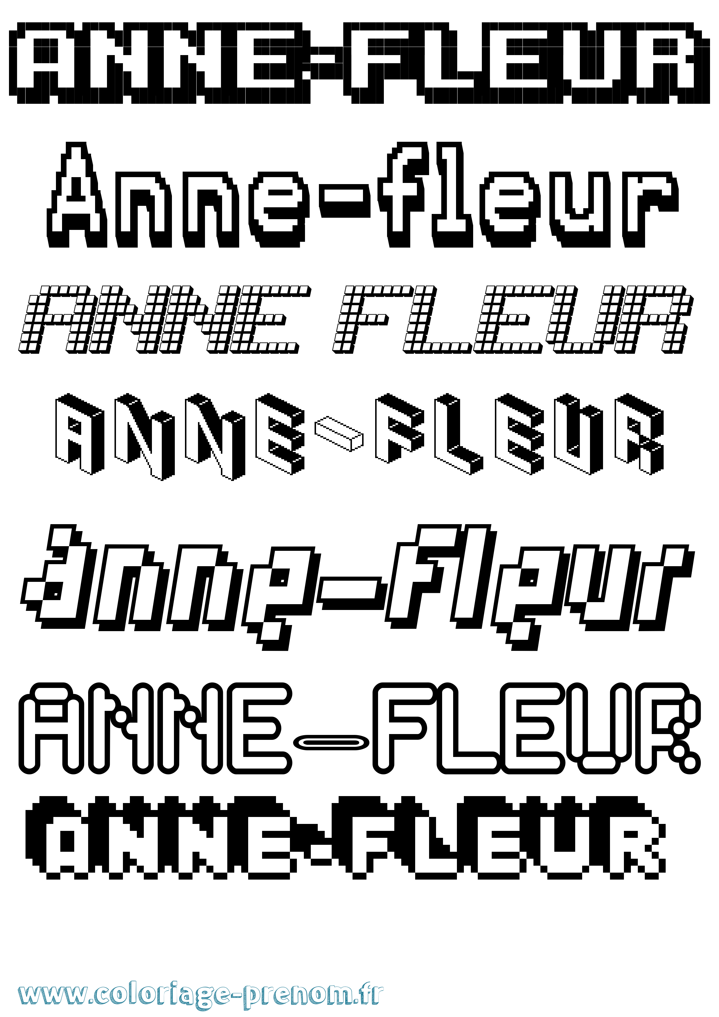 Coloriage prénom Anne-Fleur Pixel
