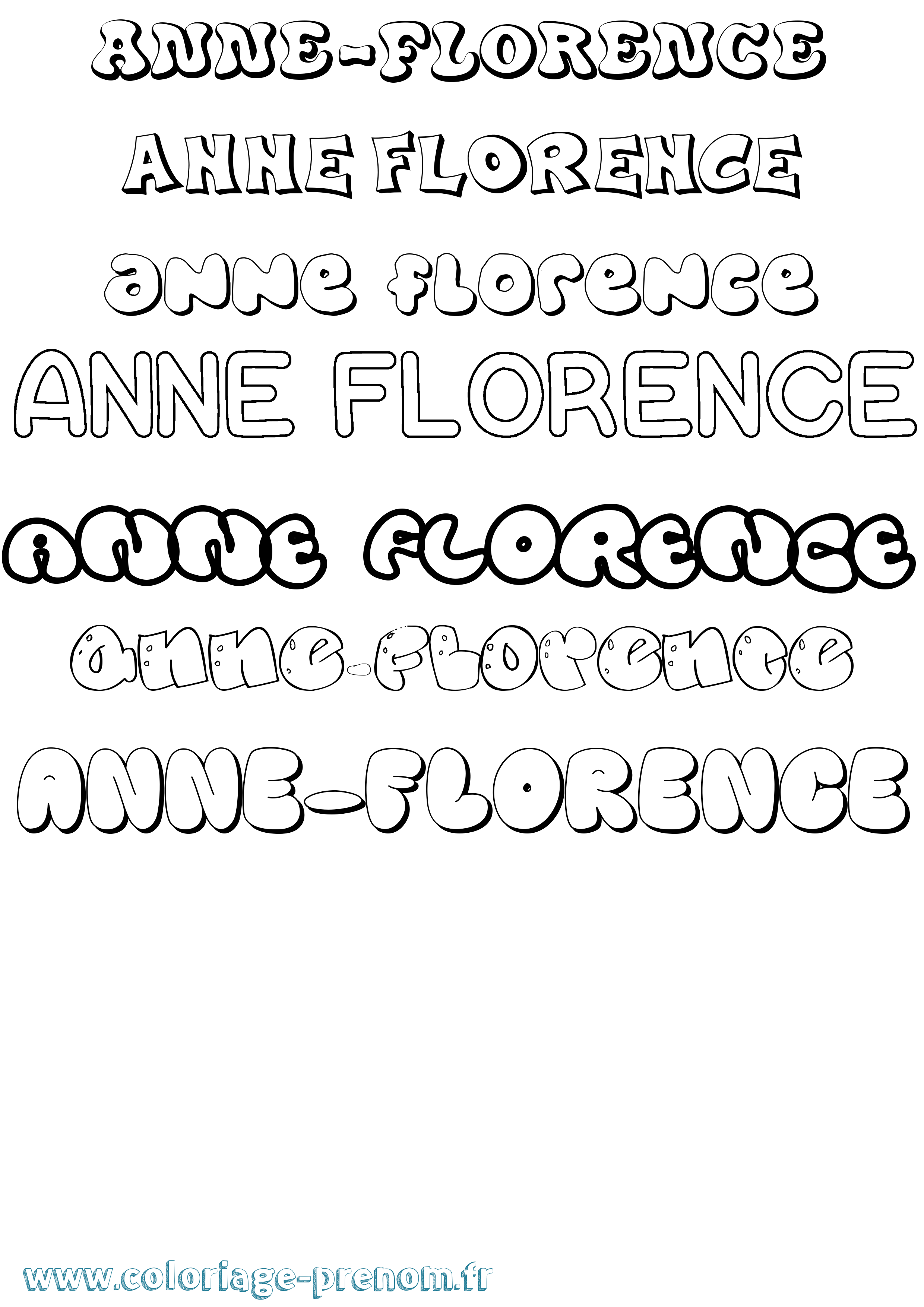 Coloriage prénom Anne-Florence Bubble