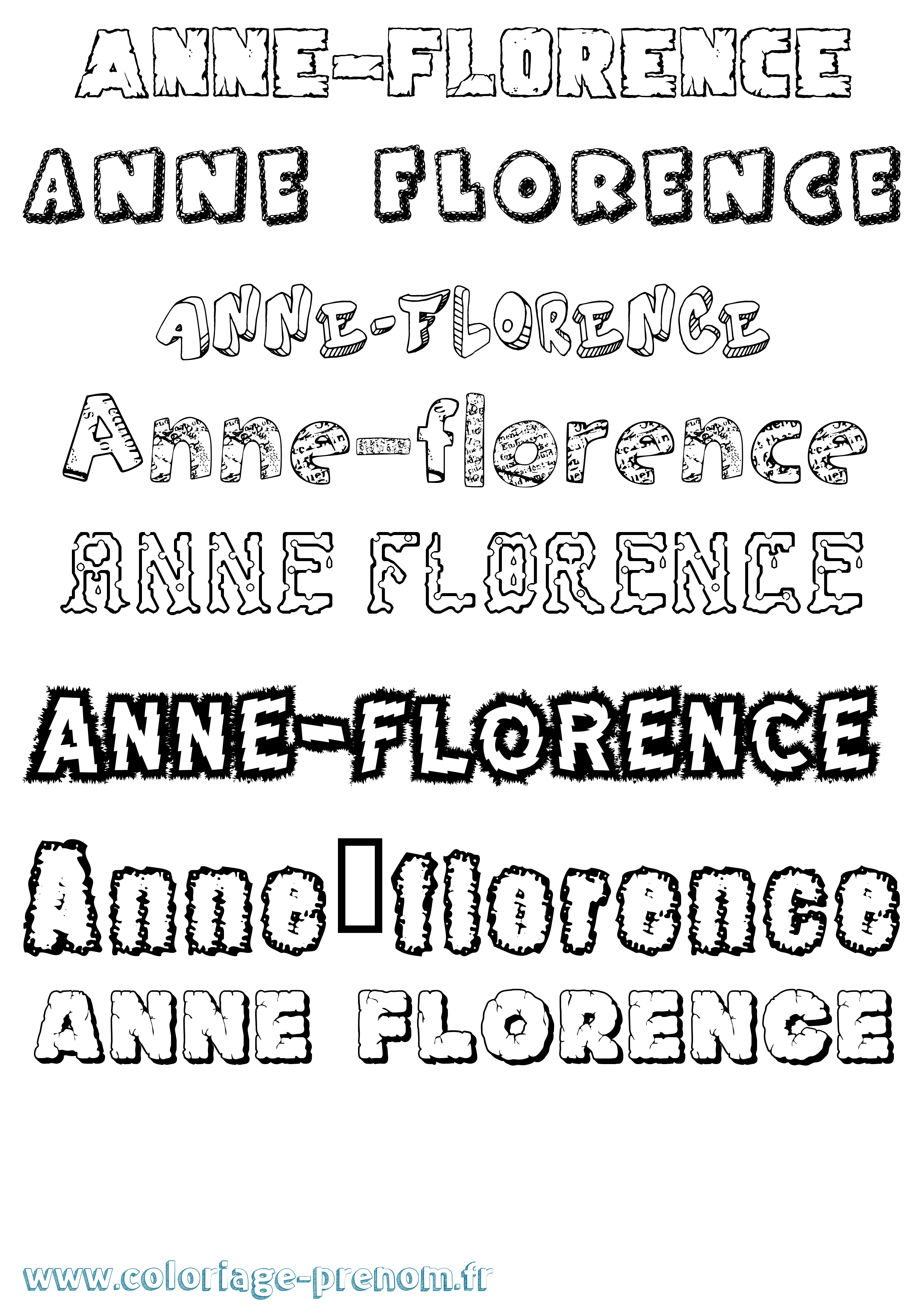 Coloriage prénom Anne-Florence Destructuré