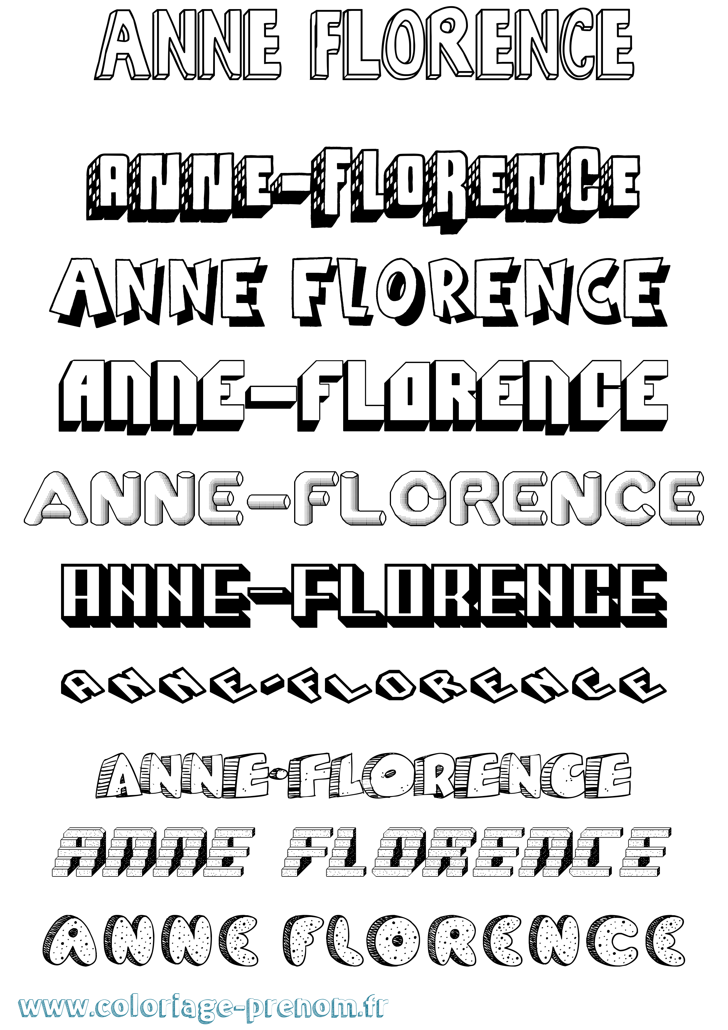 Coloriage prénom Anne-Florence Effet 3D