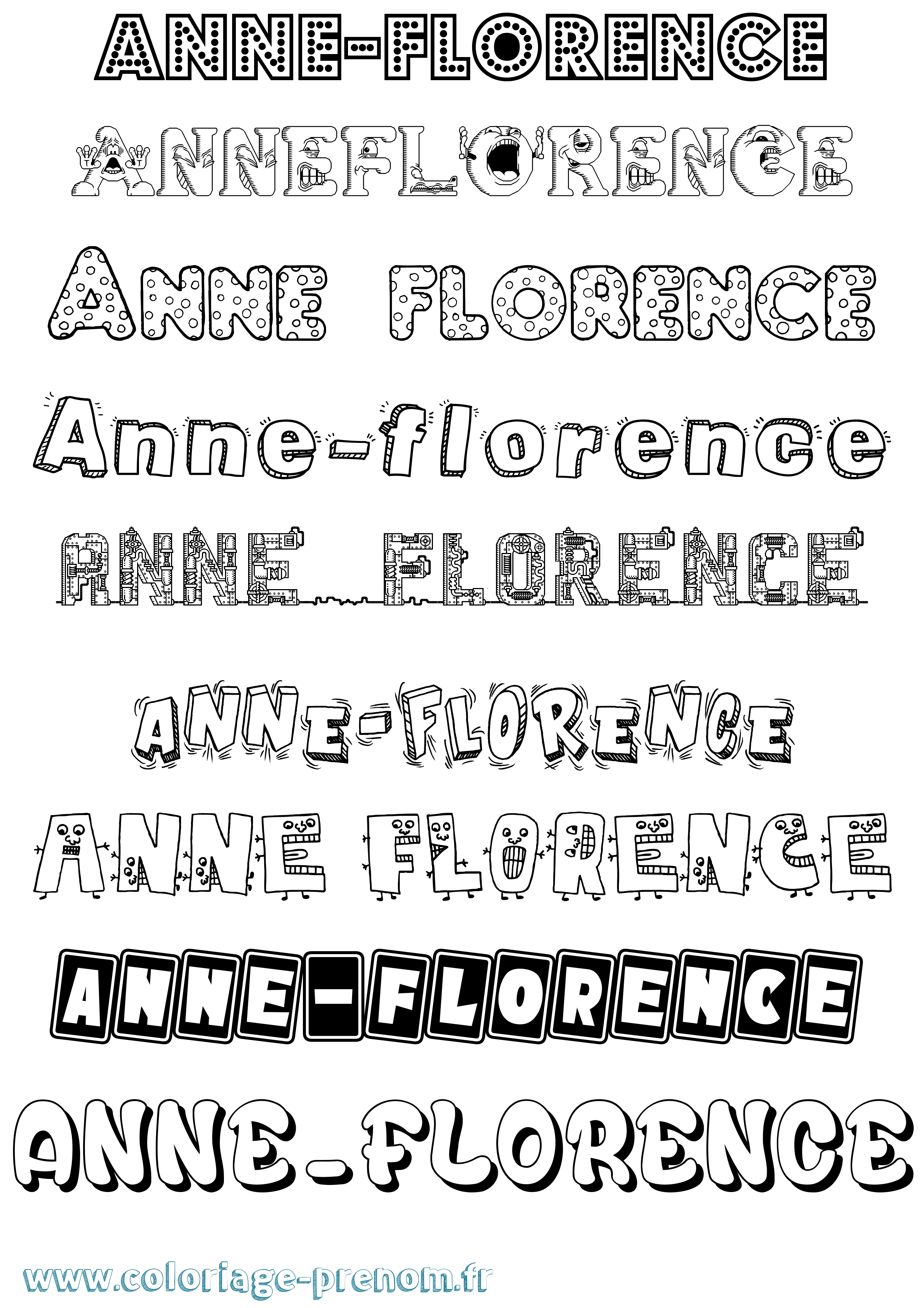 Coloriage prénom Anne-Florence Fun