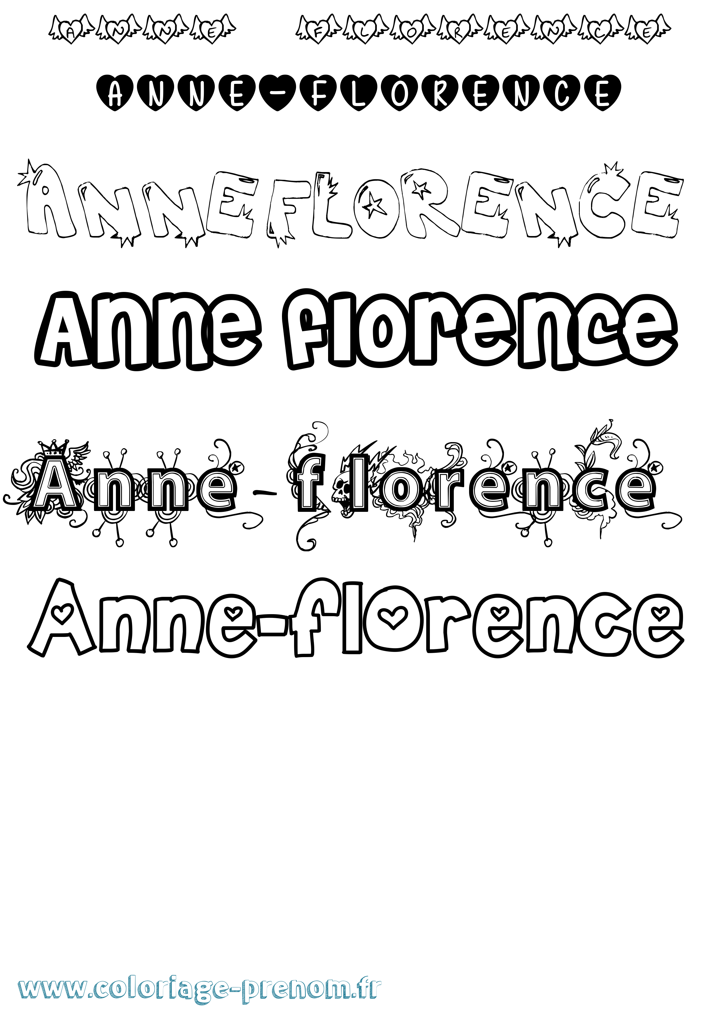Coloriage prénom Anne-Florence Girly