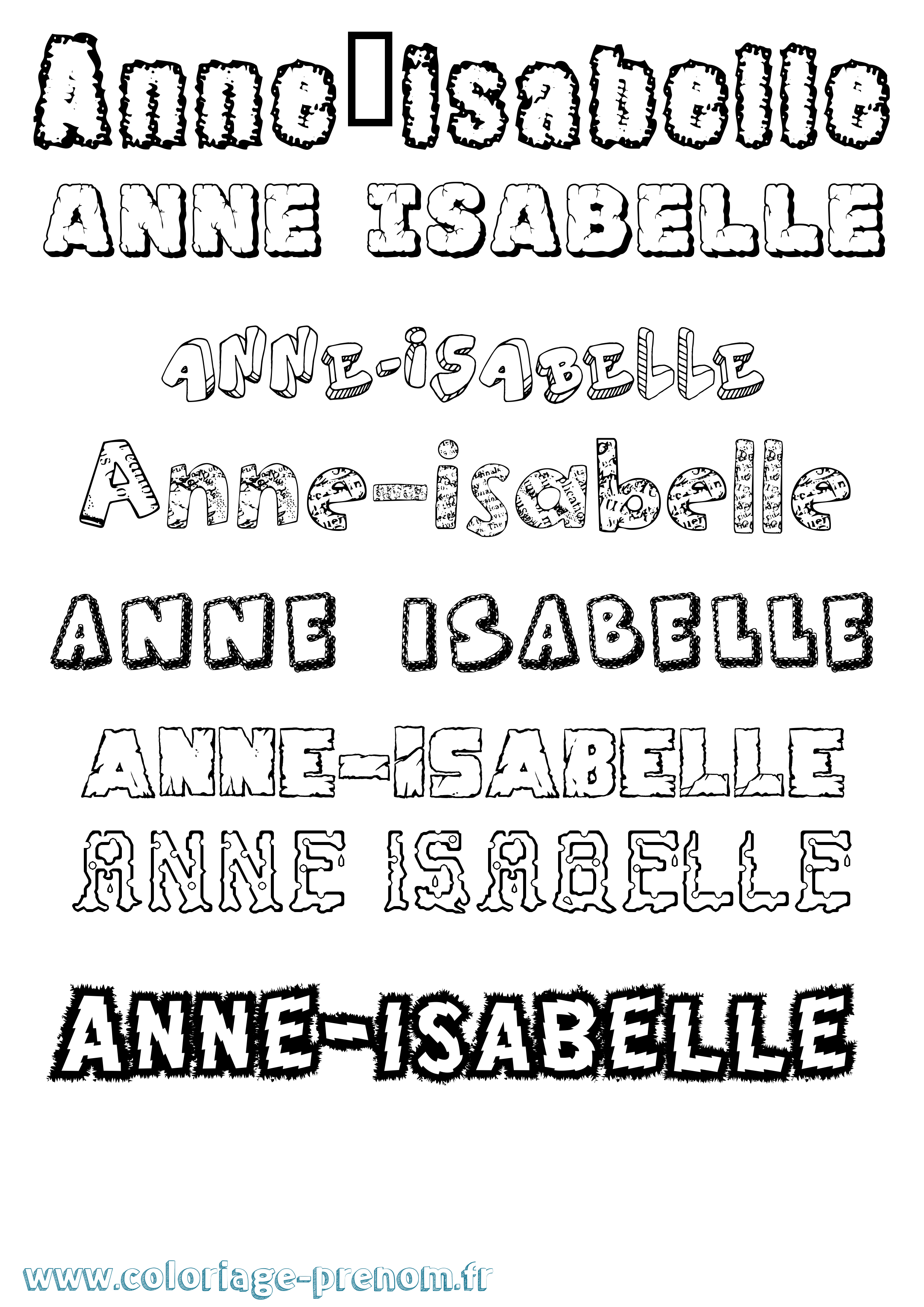 Coloriage prénom Anne-Isabelle Destructuré