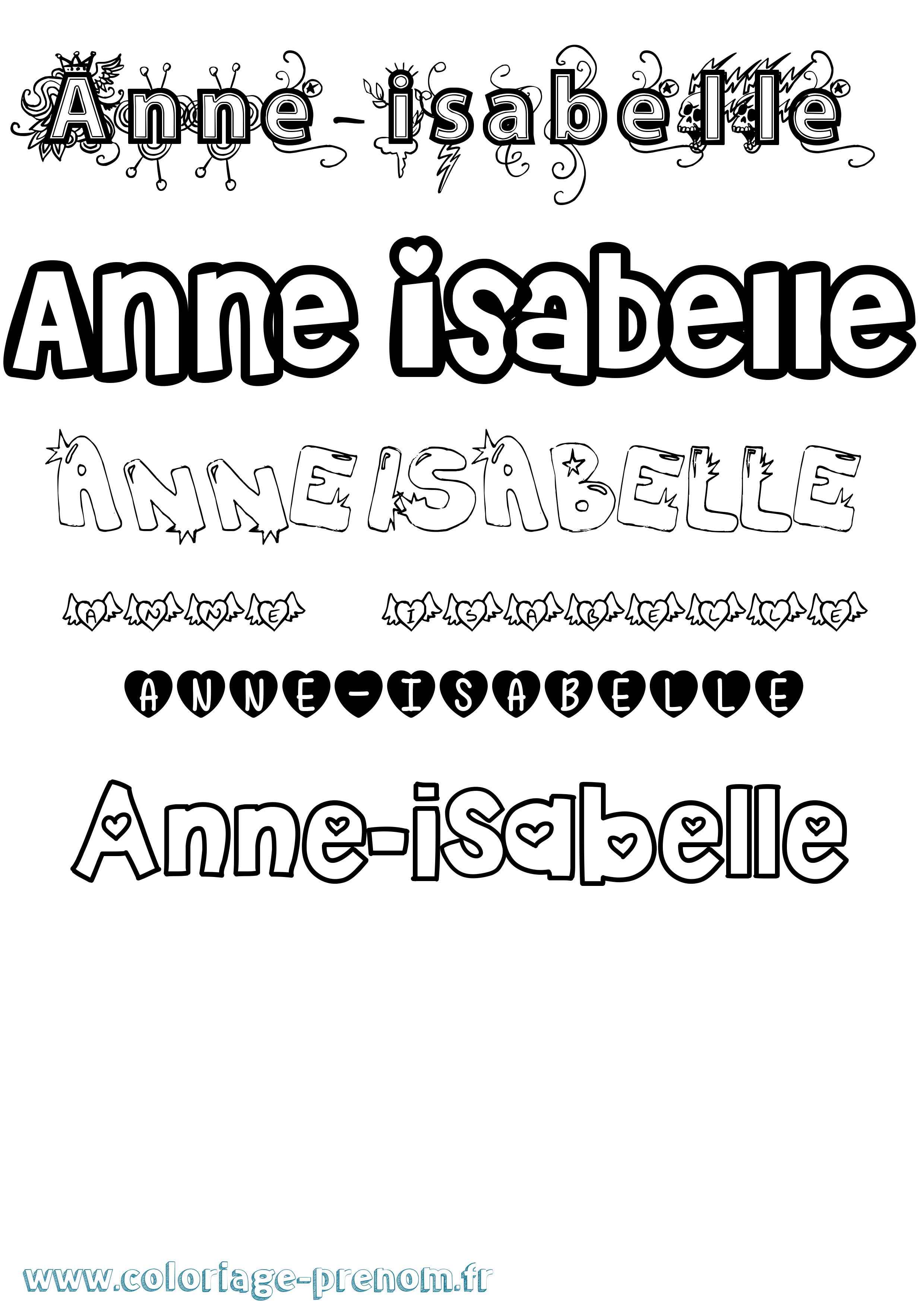 Coloriage prénom Anne-Isabelle Girly