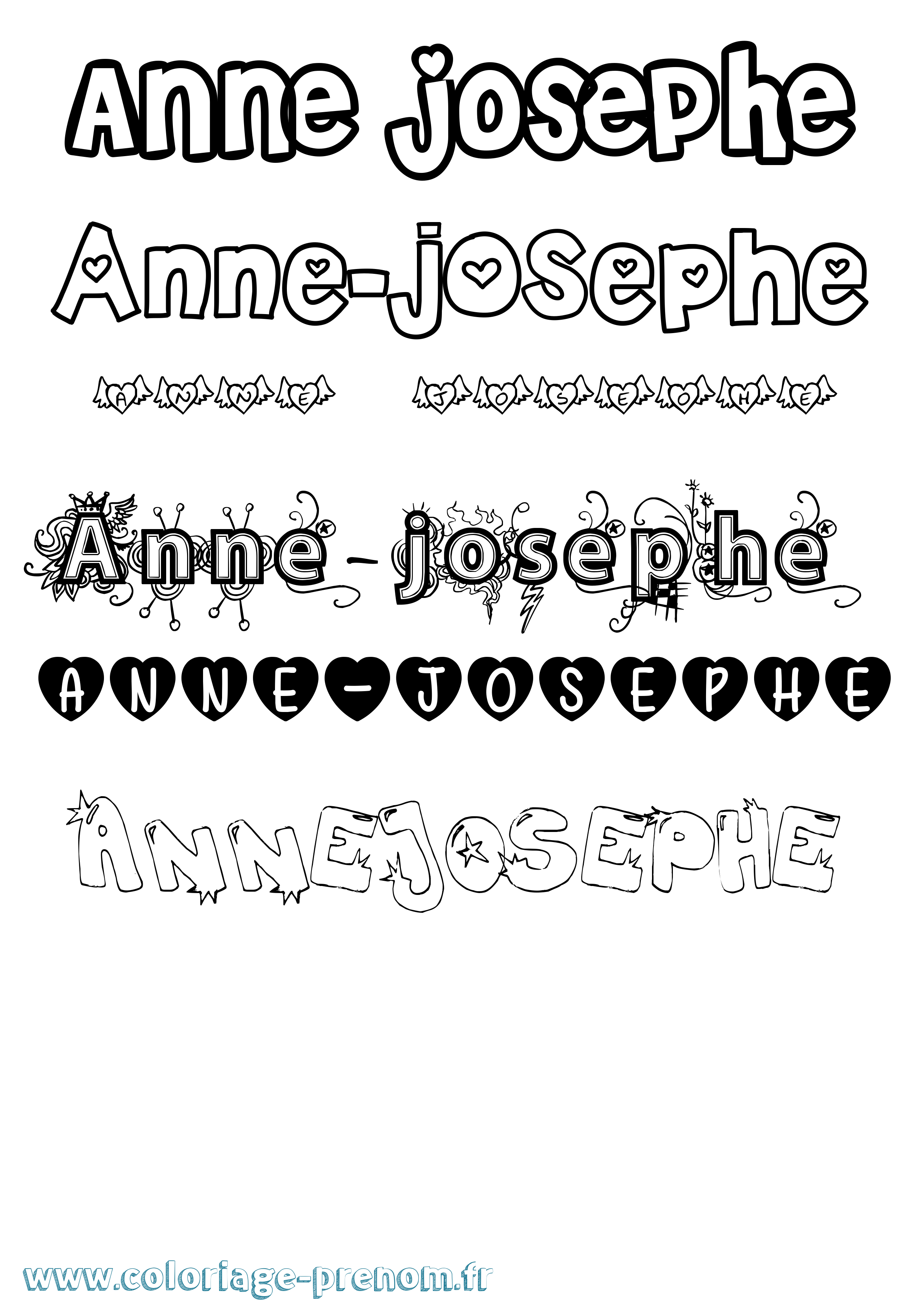 Coloriage prénom Anne-Josephe Girly