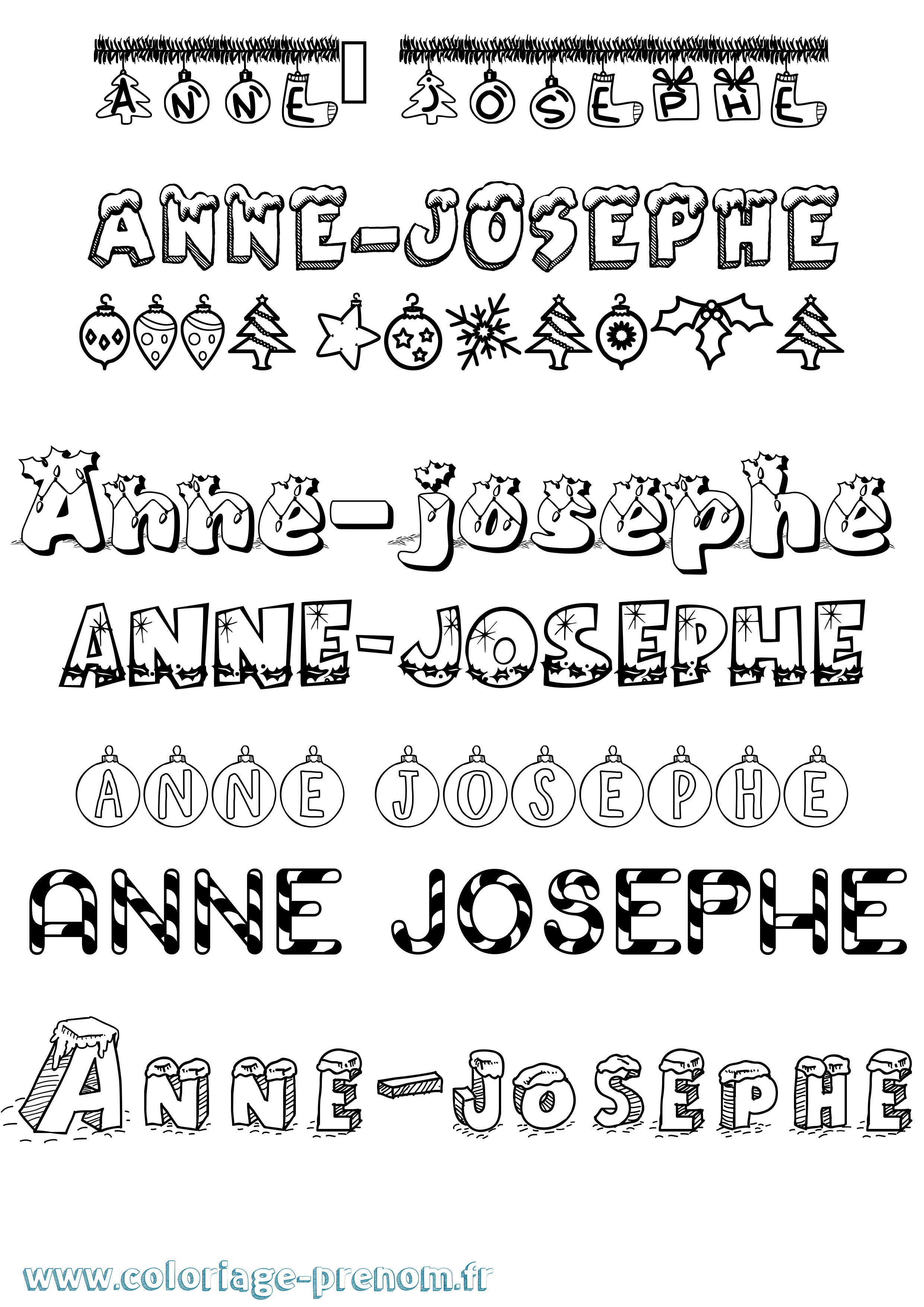 Coloriage prénom Anne-Josephe Noël