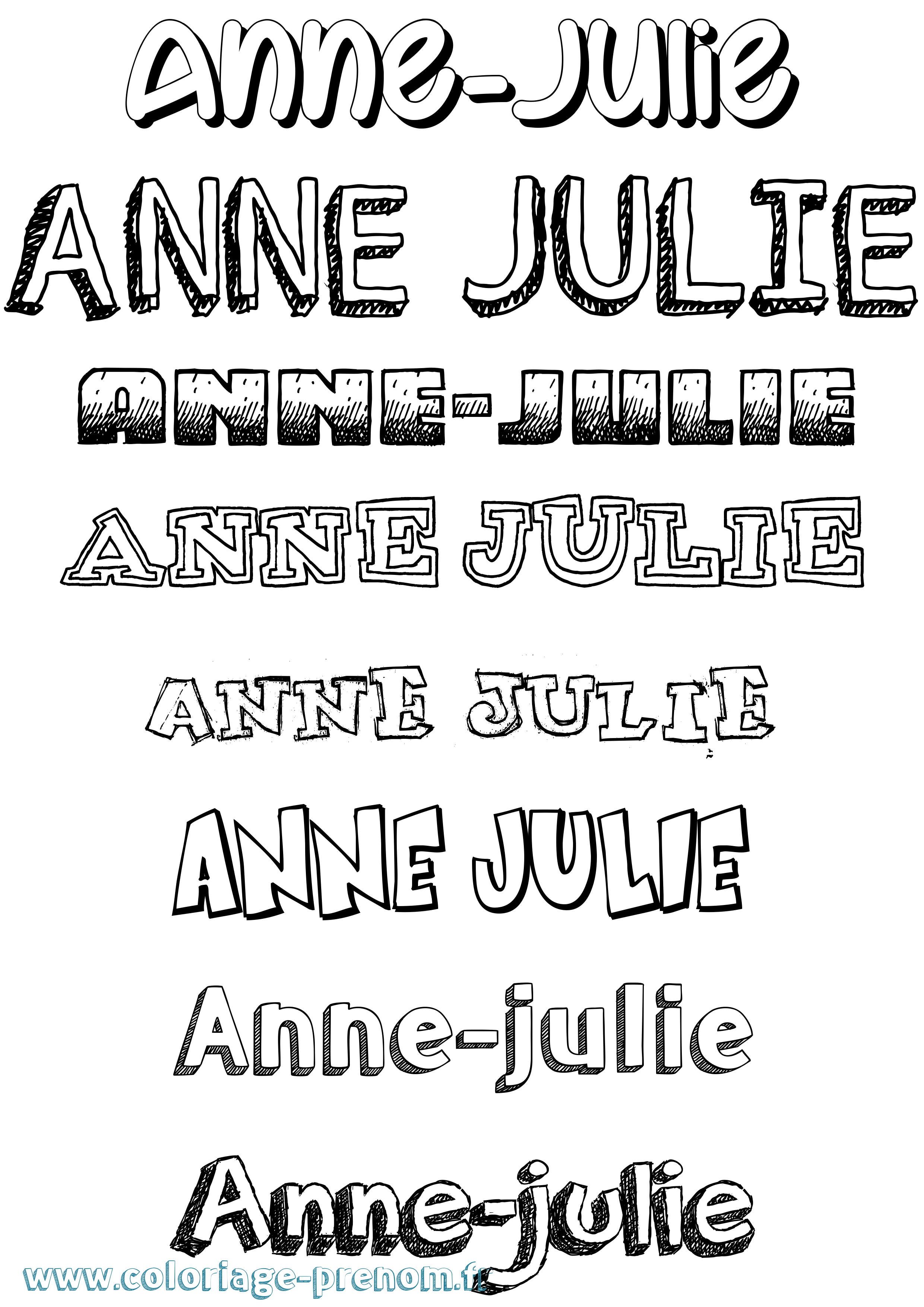 Coloriage prénom Anne-Julie Dessiné