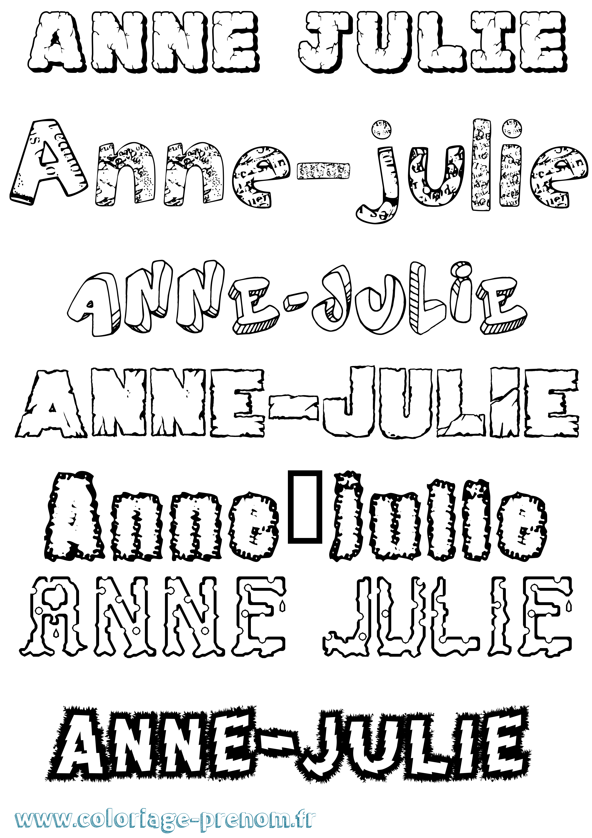 Coloriage prénom Anne-Julie Destructuré