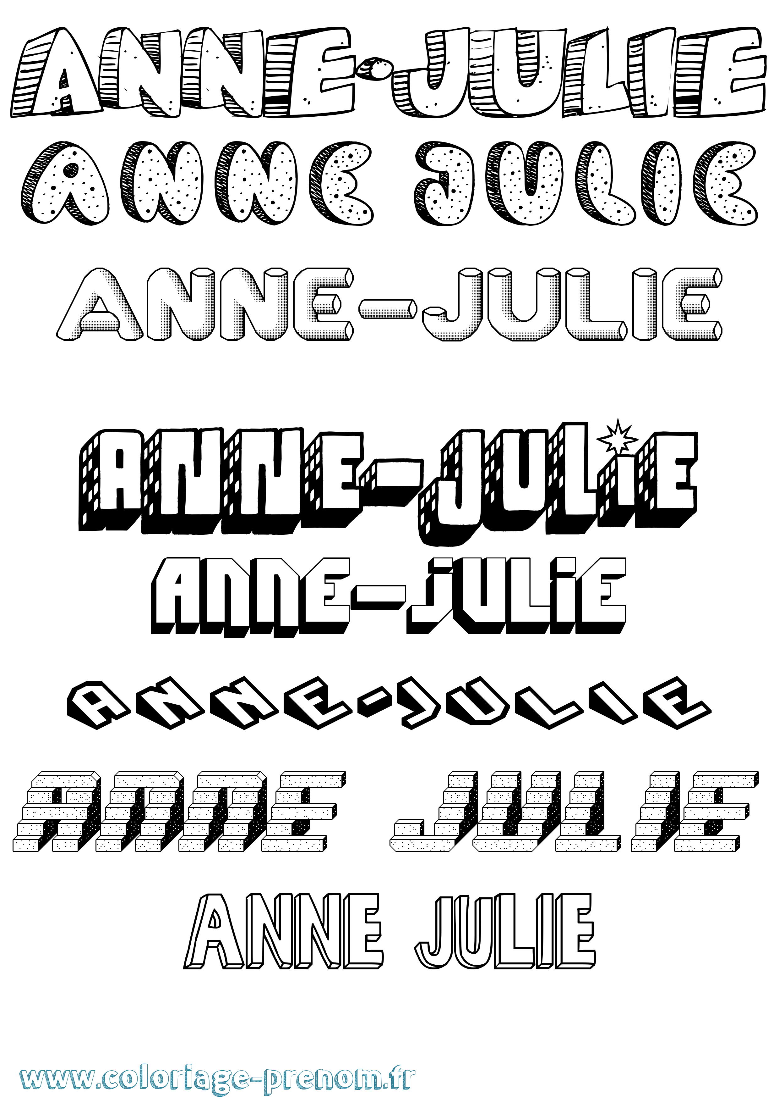 Coloriage prénom Anne-Julie Effet 3D