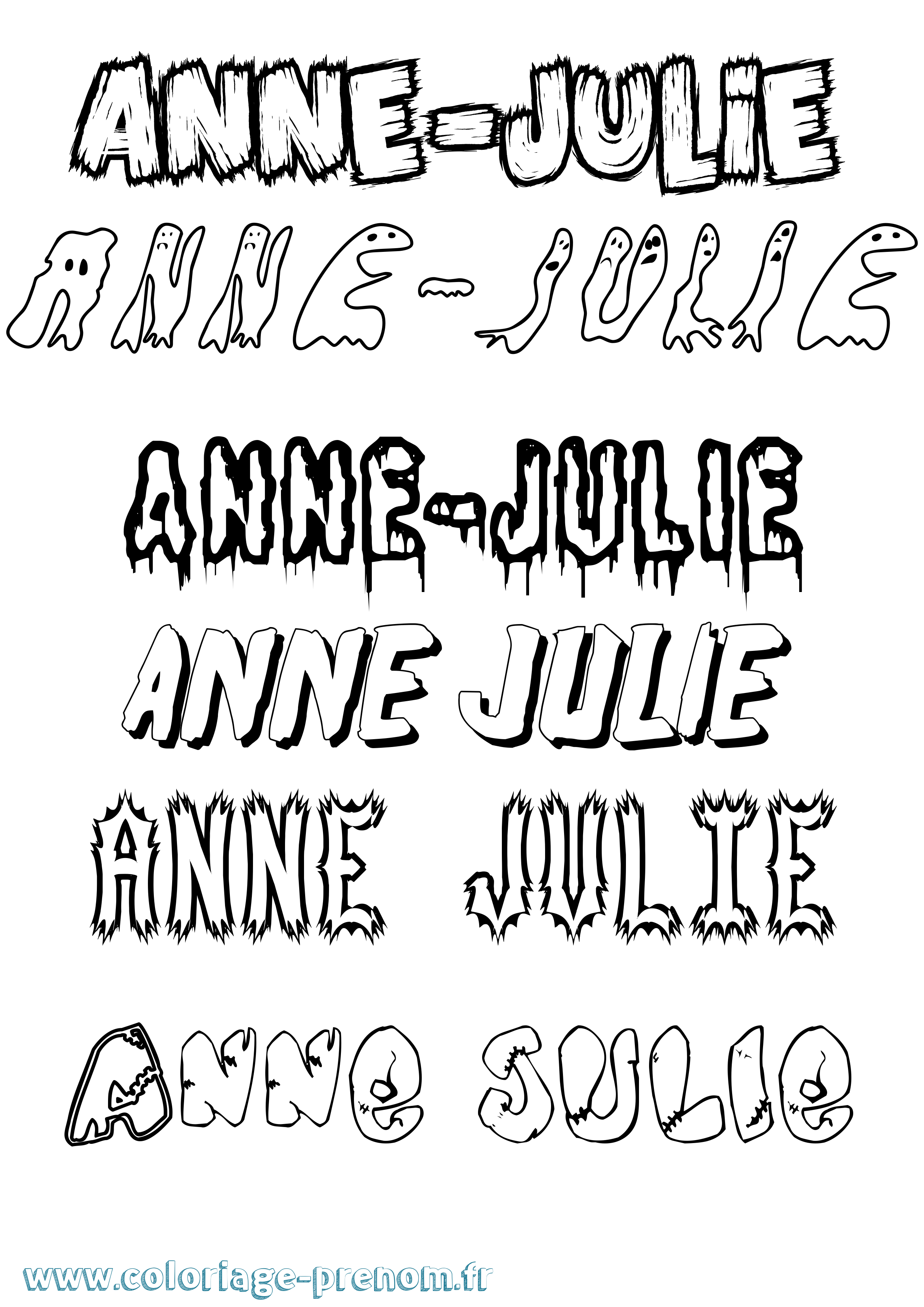 Coloriage prénom Anne-Julie Frisson