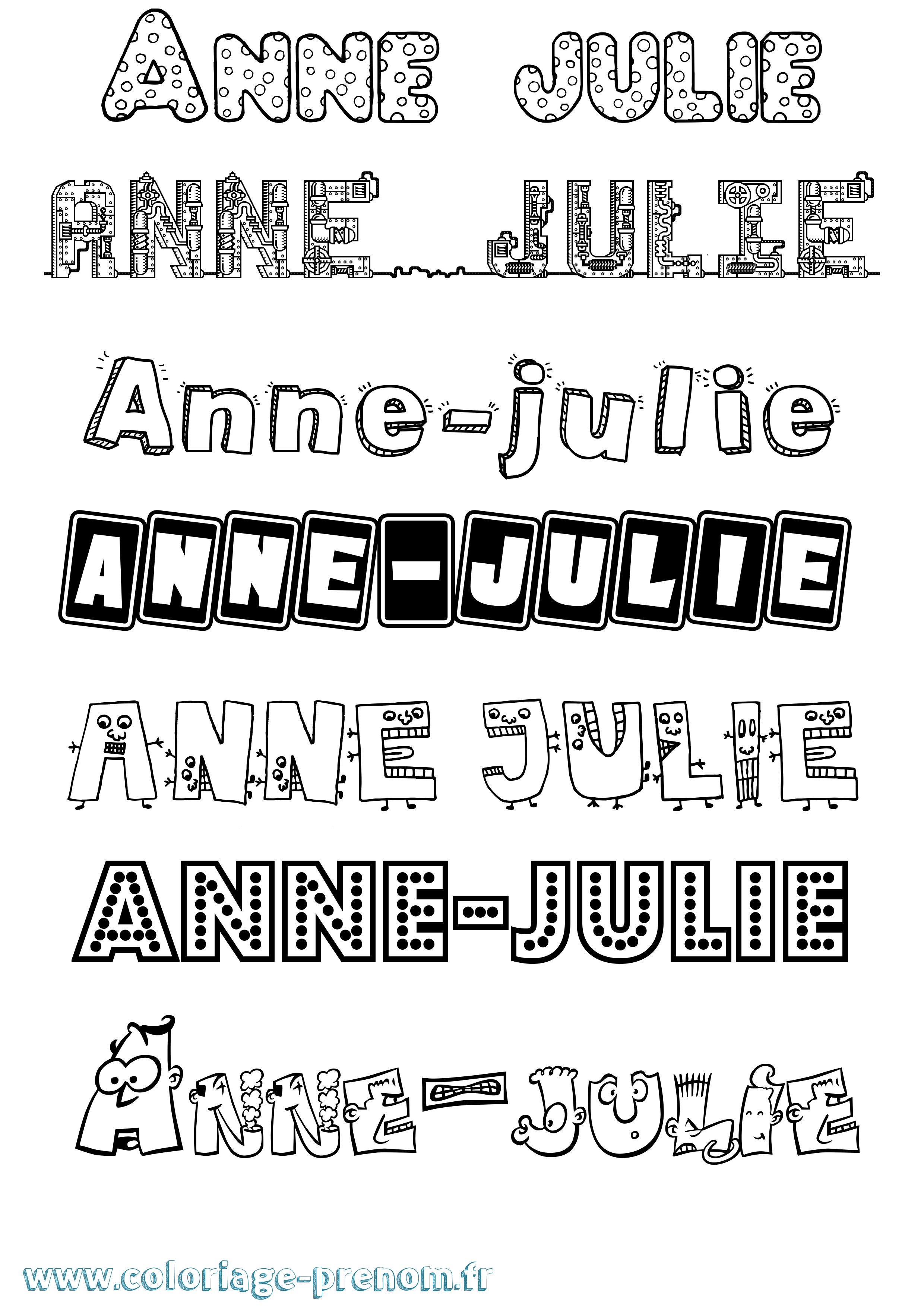 Coloriage prénom Anne-Julie Fun