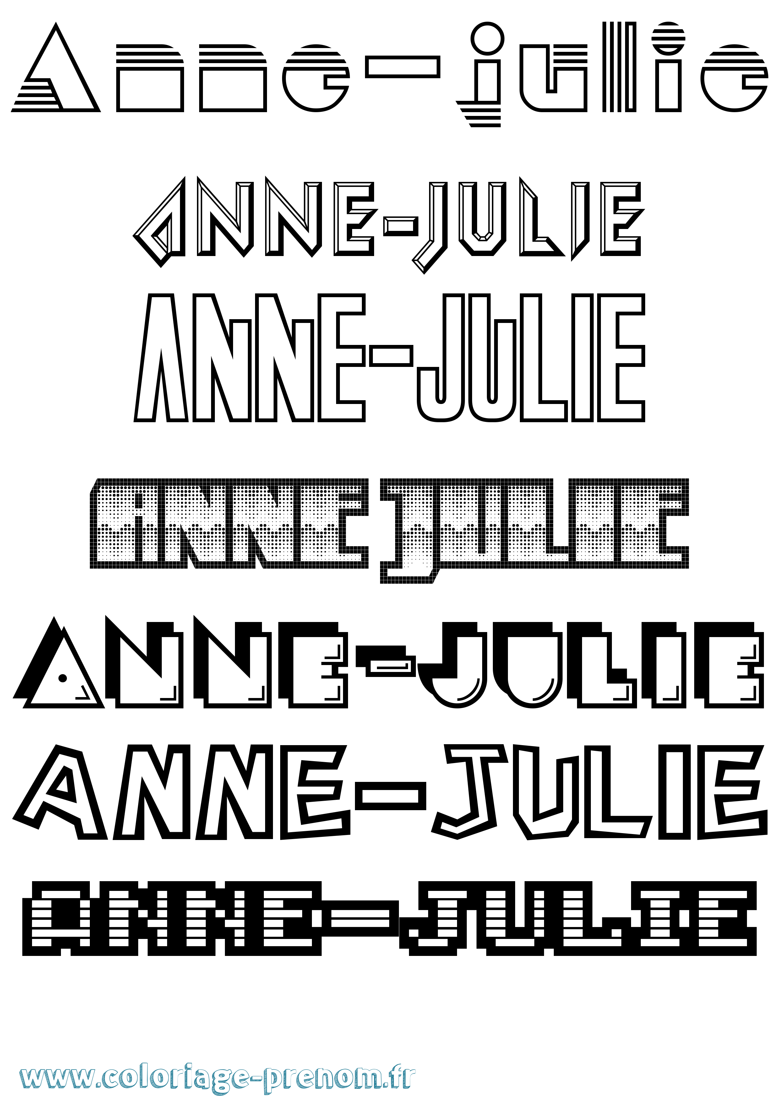 Coloriage prénom Anne-Julie Jeux Vidéos