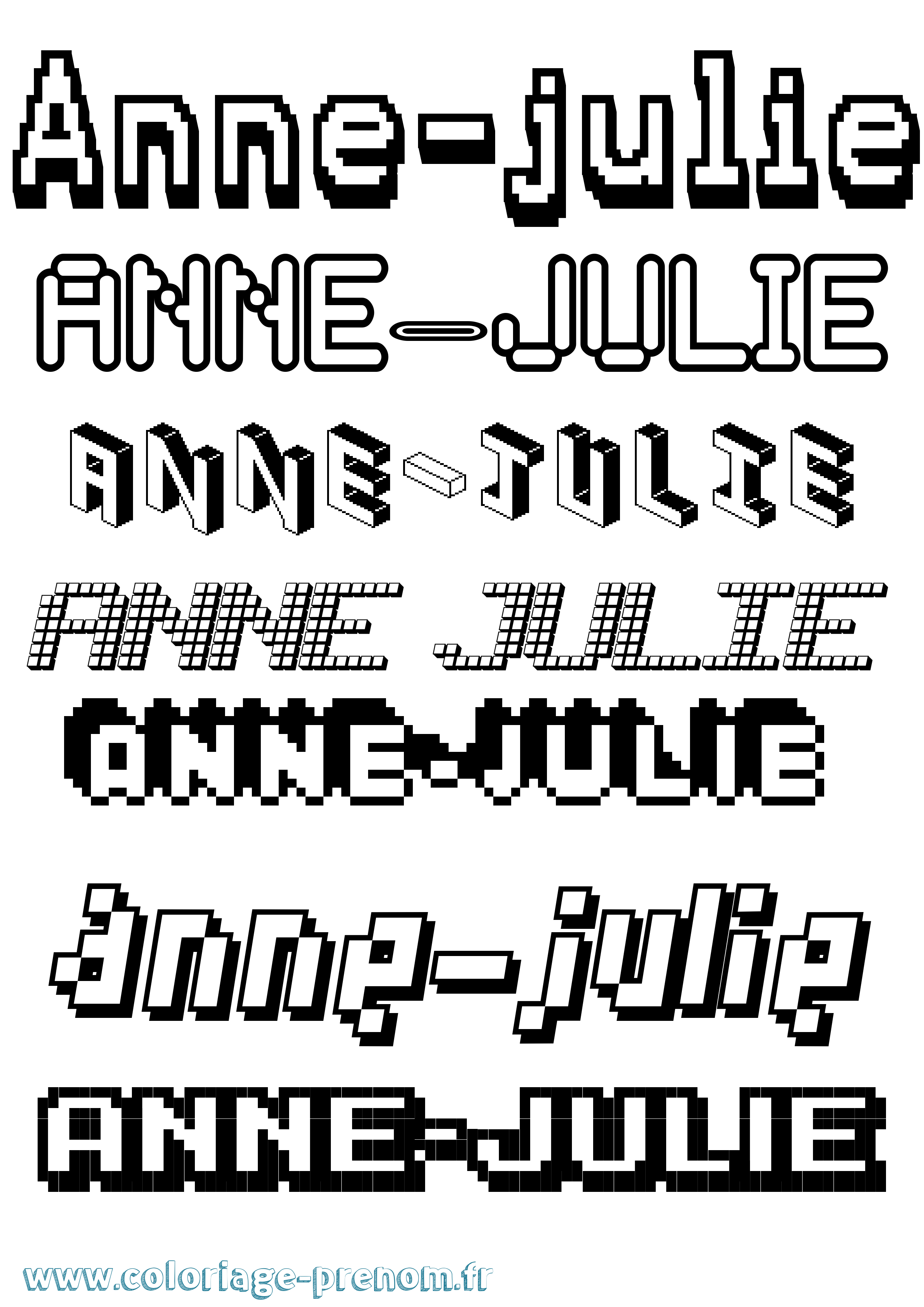 Coloriage prénom Anne-Julie Pixel