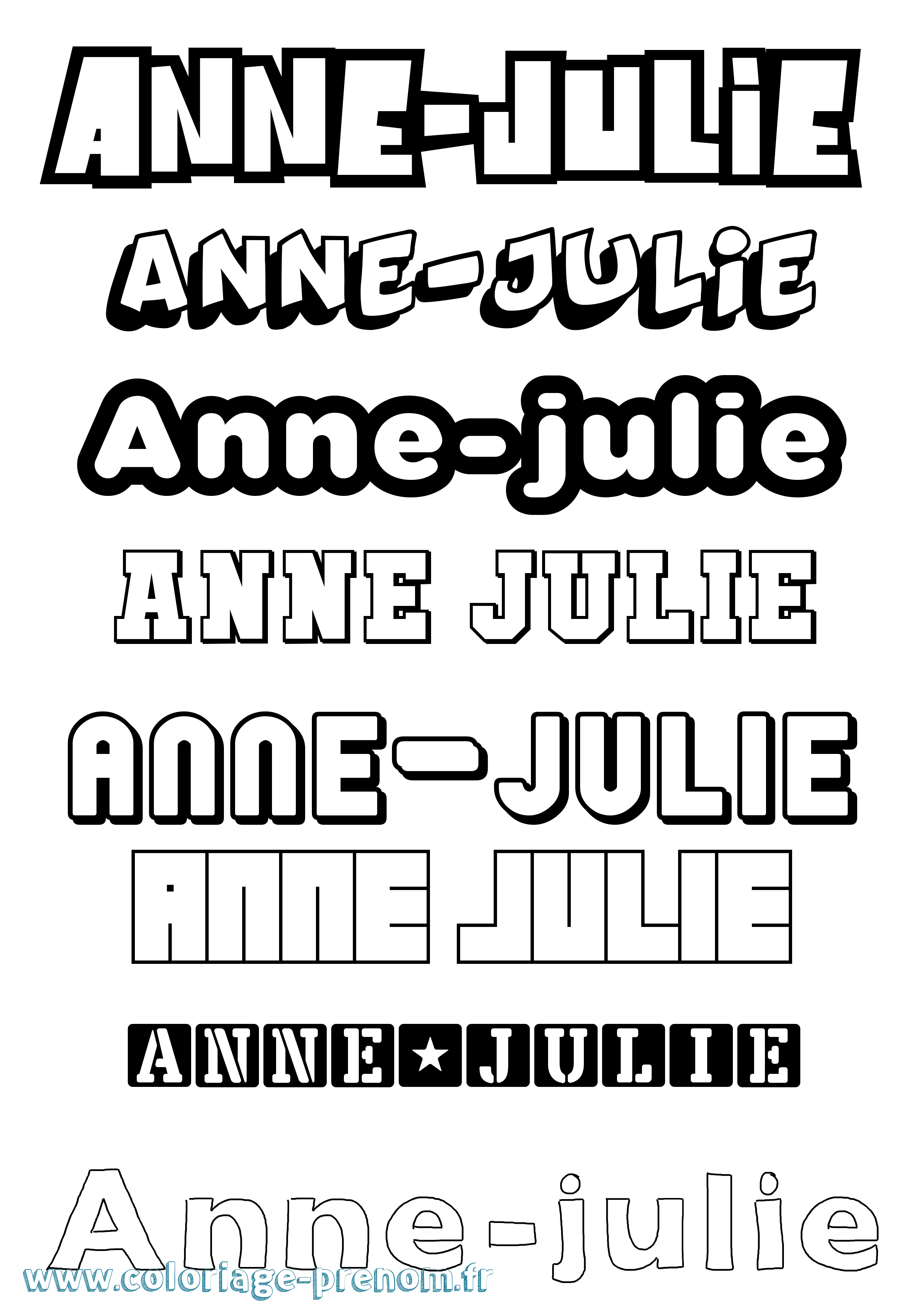 Coloriage prénom Anne-Julie Simple