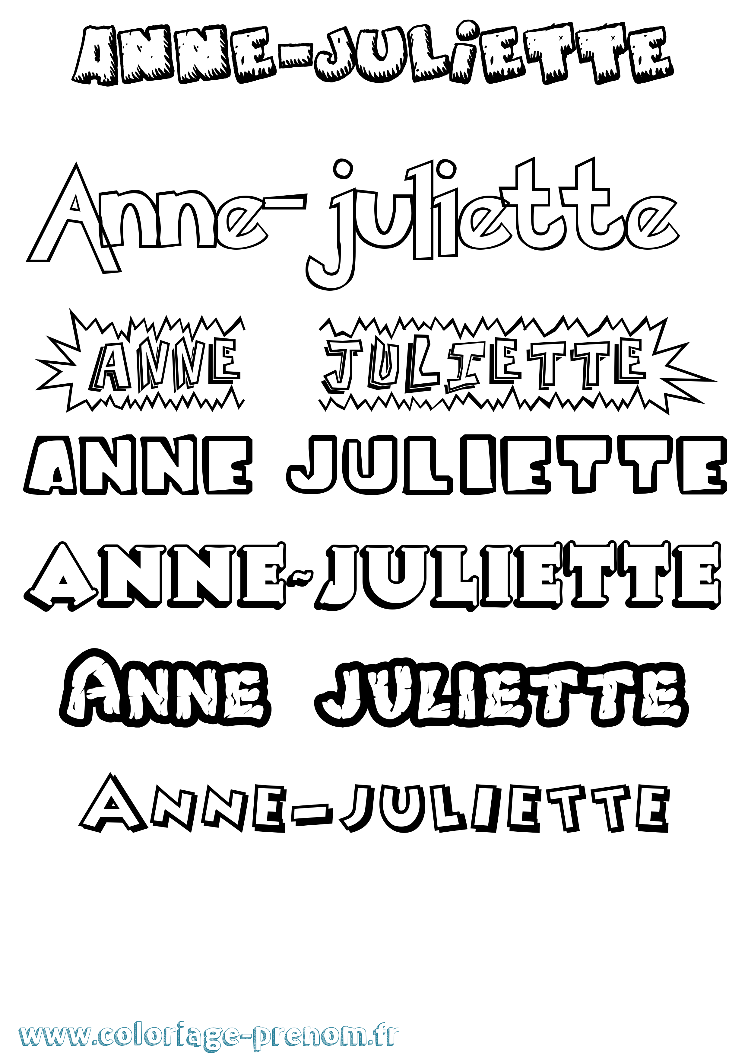 Coloriage prénom Anne-Juliette Dessin Animé