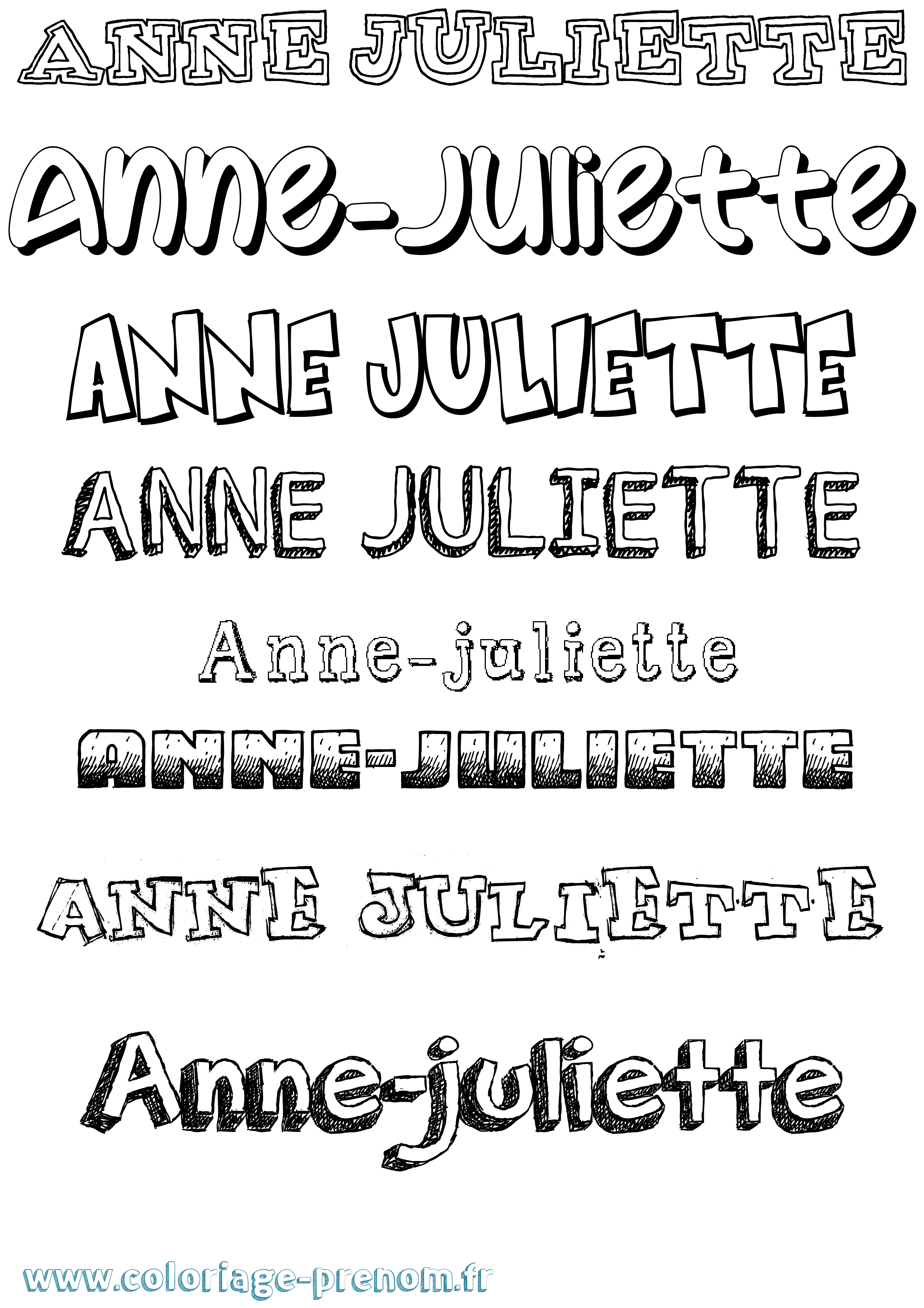Coloriage prénom Anne-Juliette Dessiné