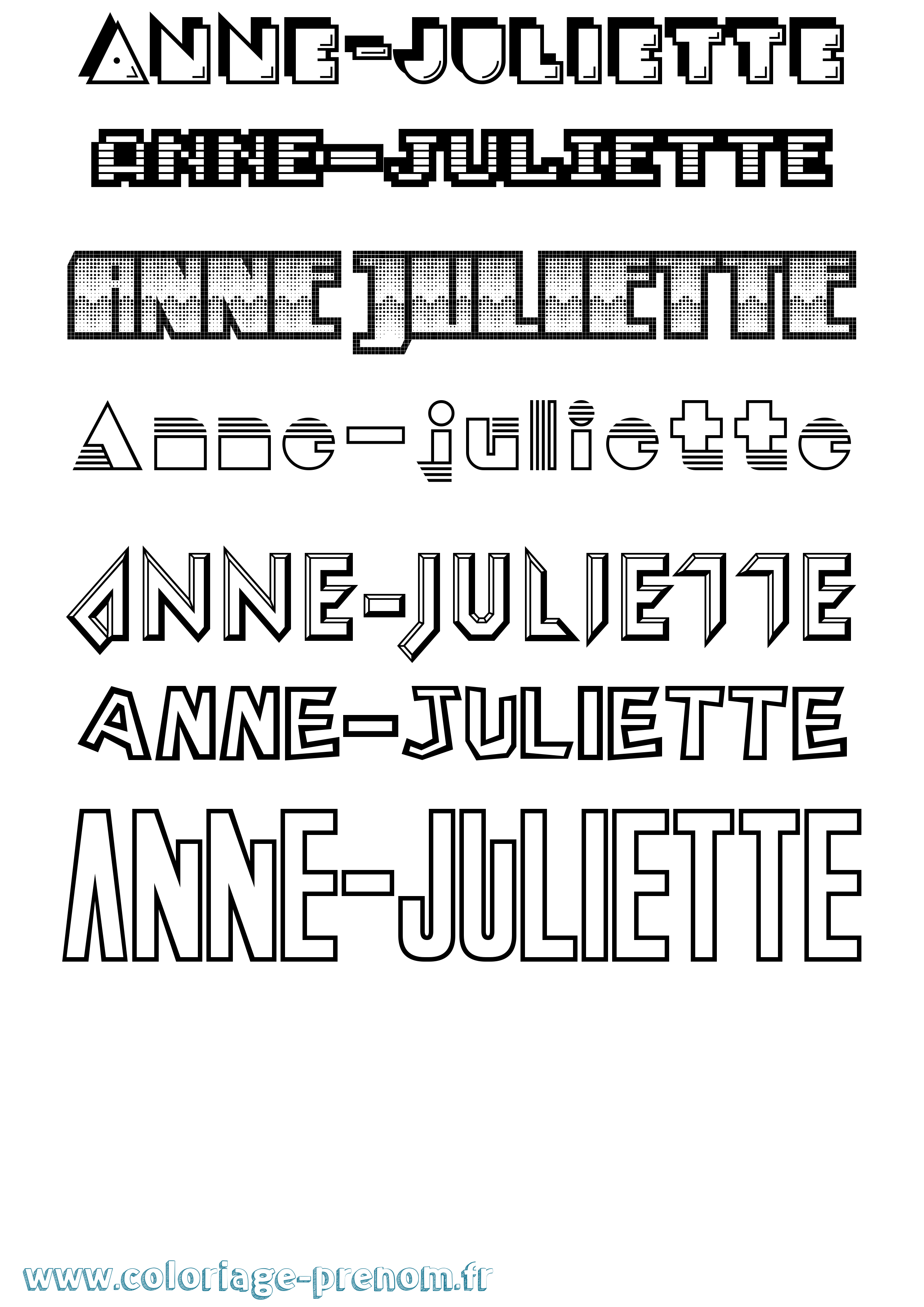Coloriage prénom Anne-Juliette Jeux Vidéos