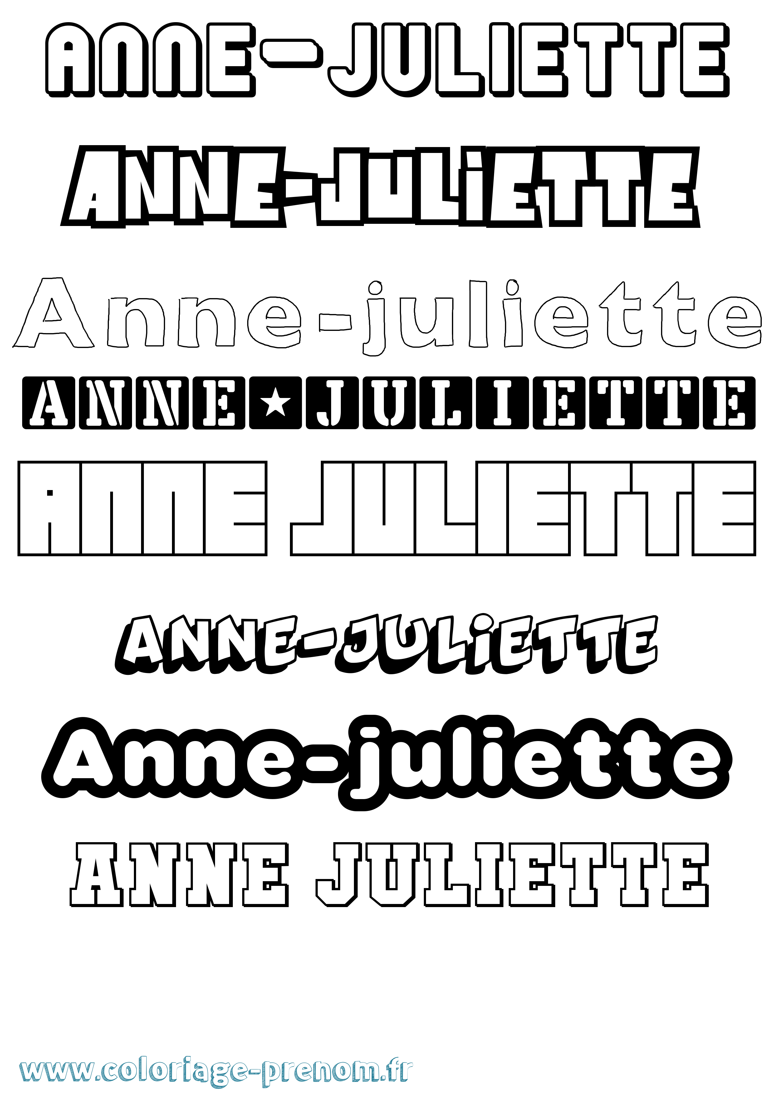 Coloriage prénom Anne-Juliette Simple