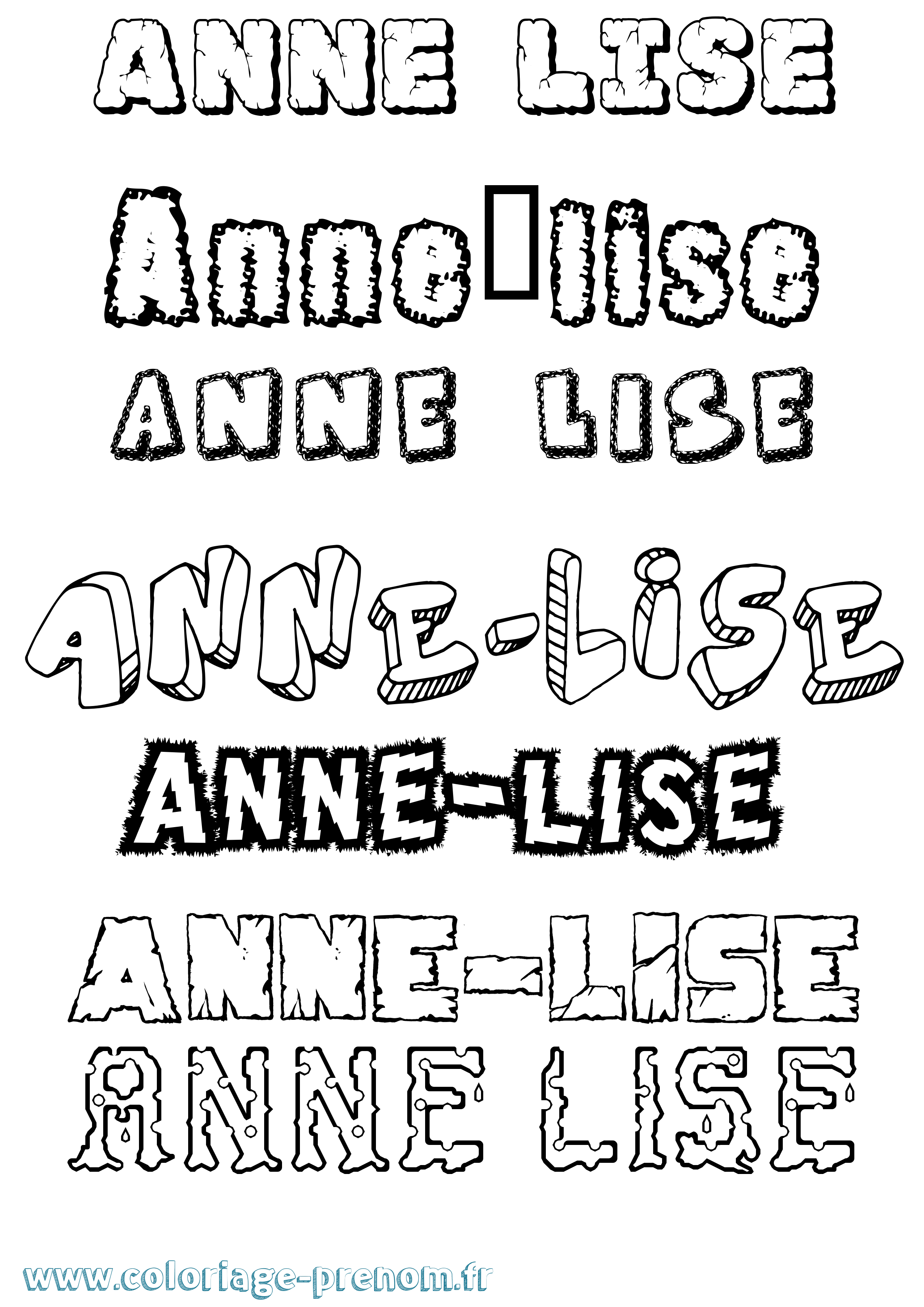 Coloriage prénom Anne-Lise Destructuré