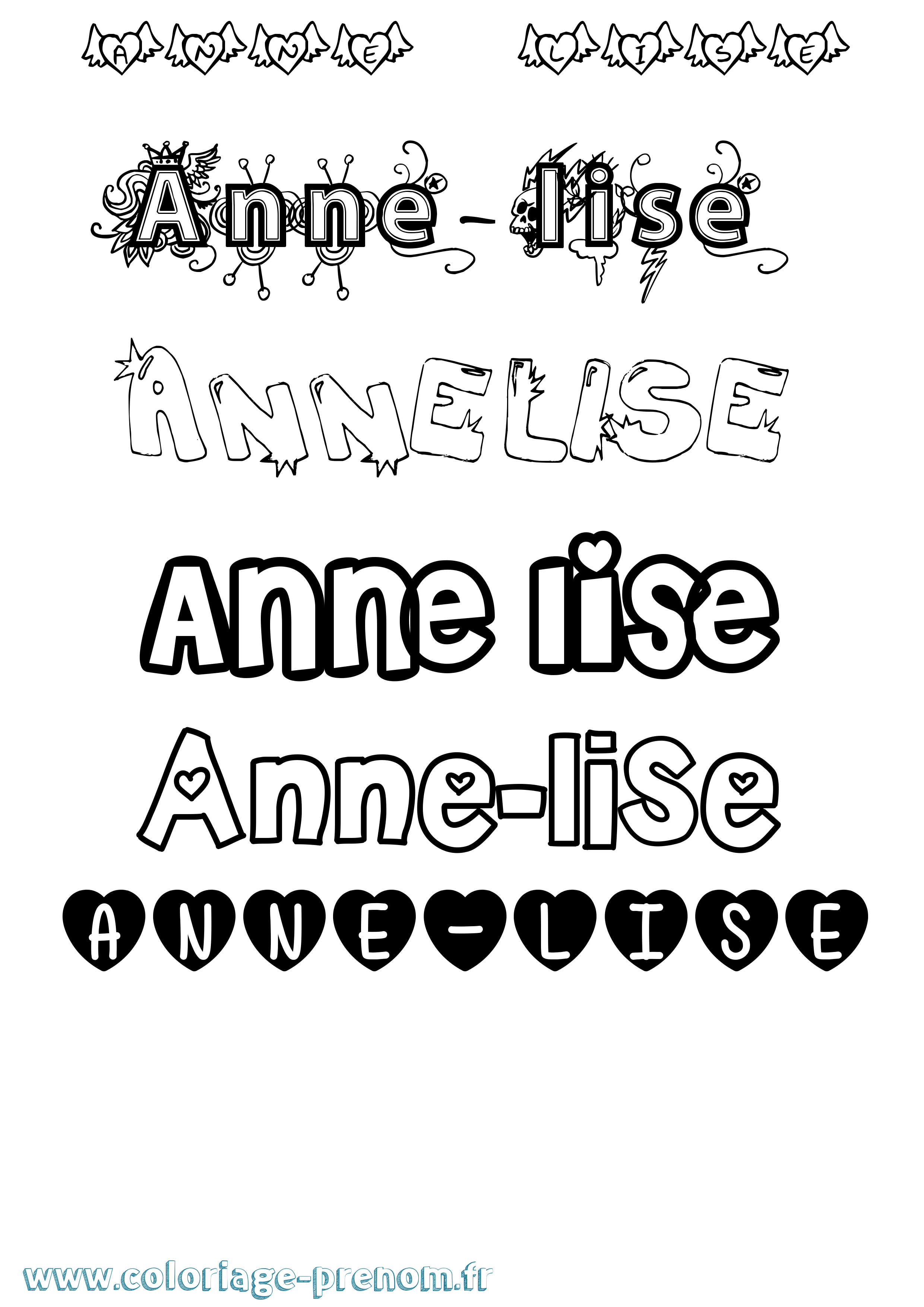 Coloriage prénom Anne-Lise Girly
