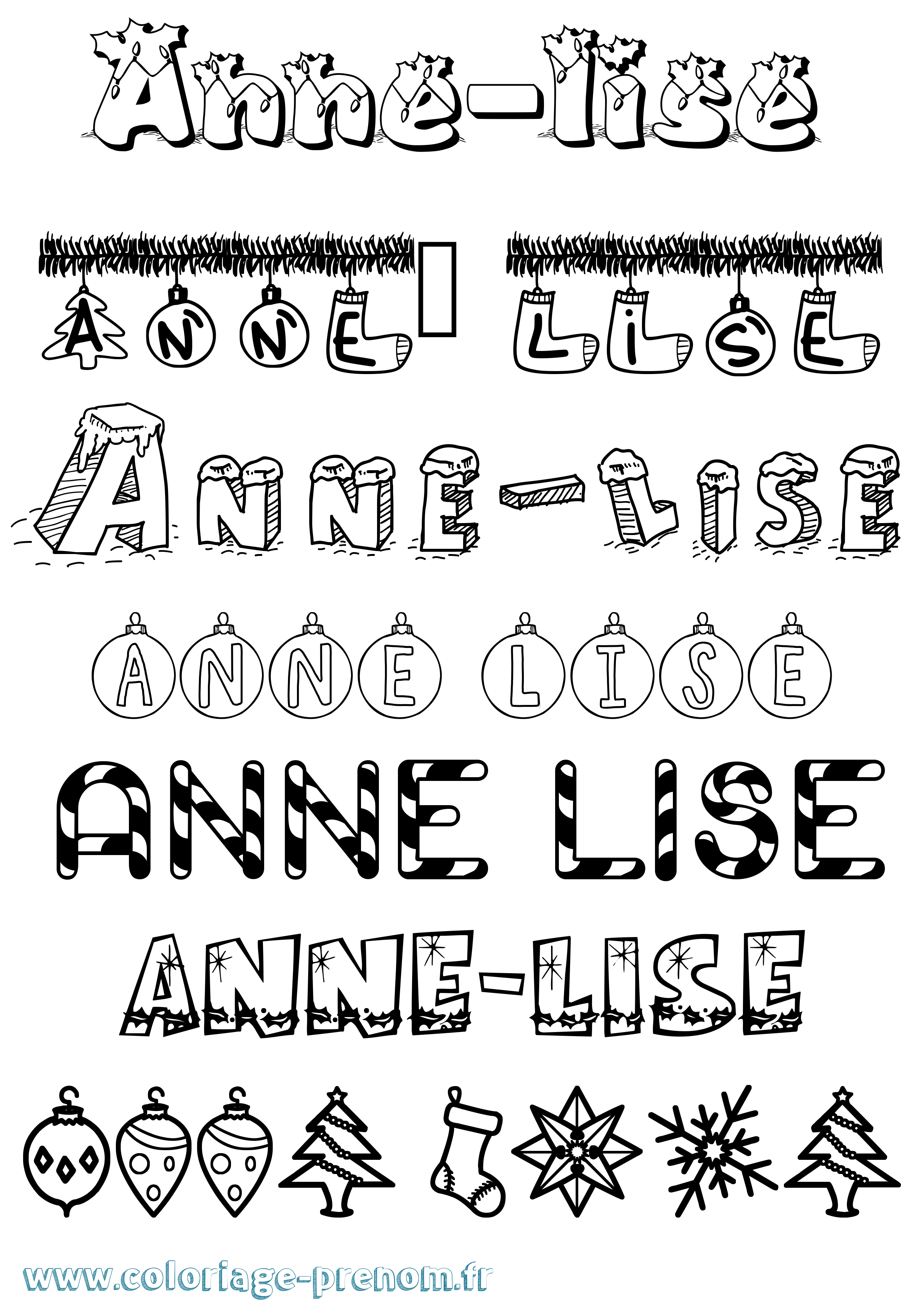 Coloriage prénom Anne-Lise Noël