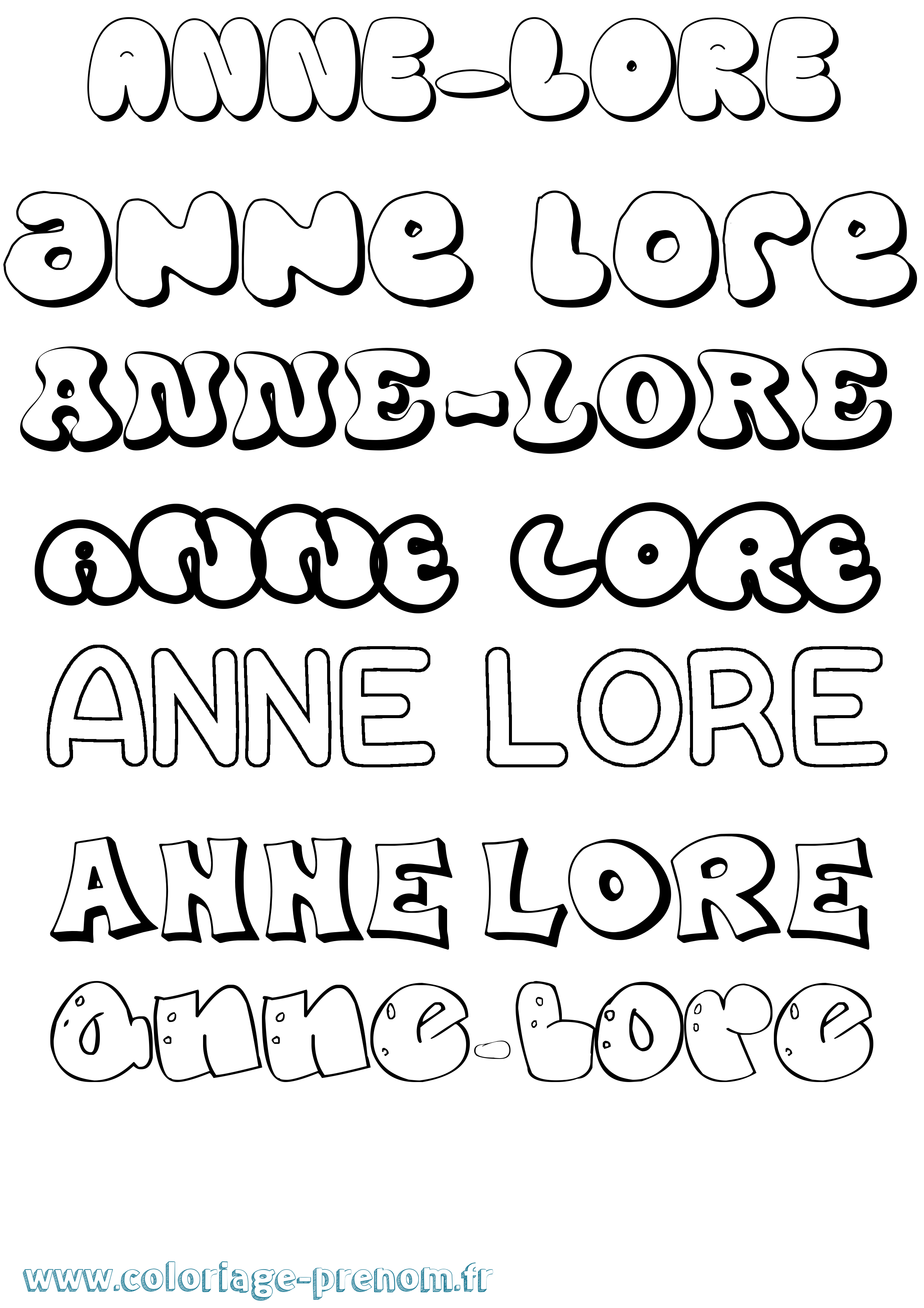Coloriage prénom Anne-Lore Bubble