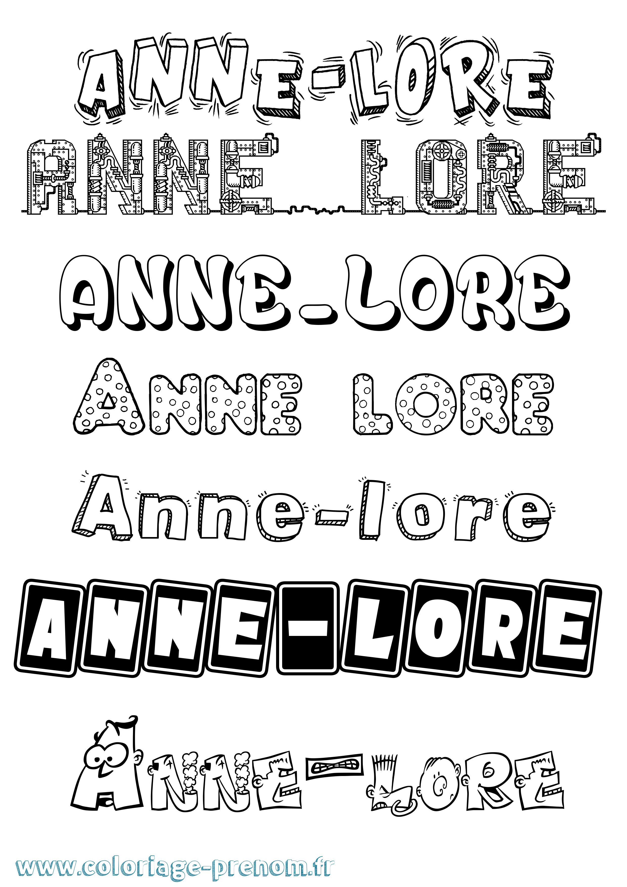 Coloriage prénom Anne-Lore Fun