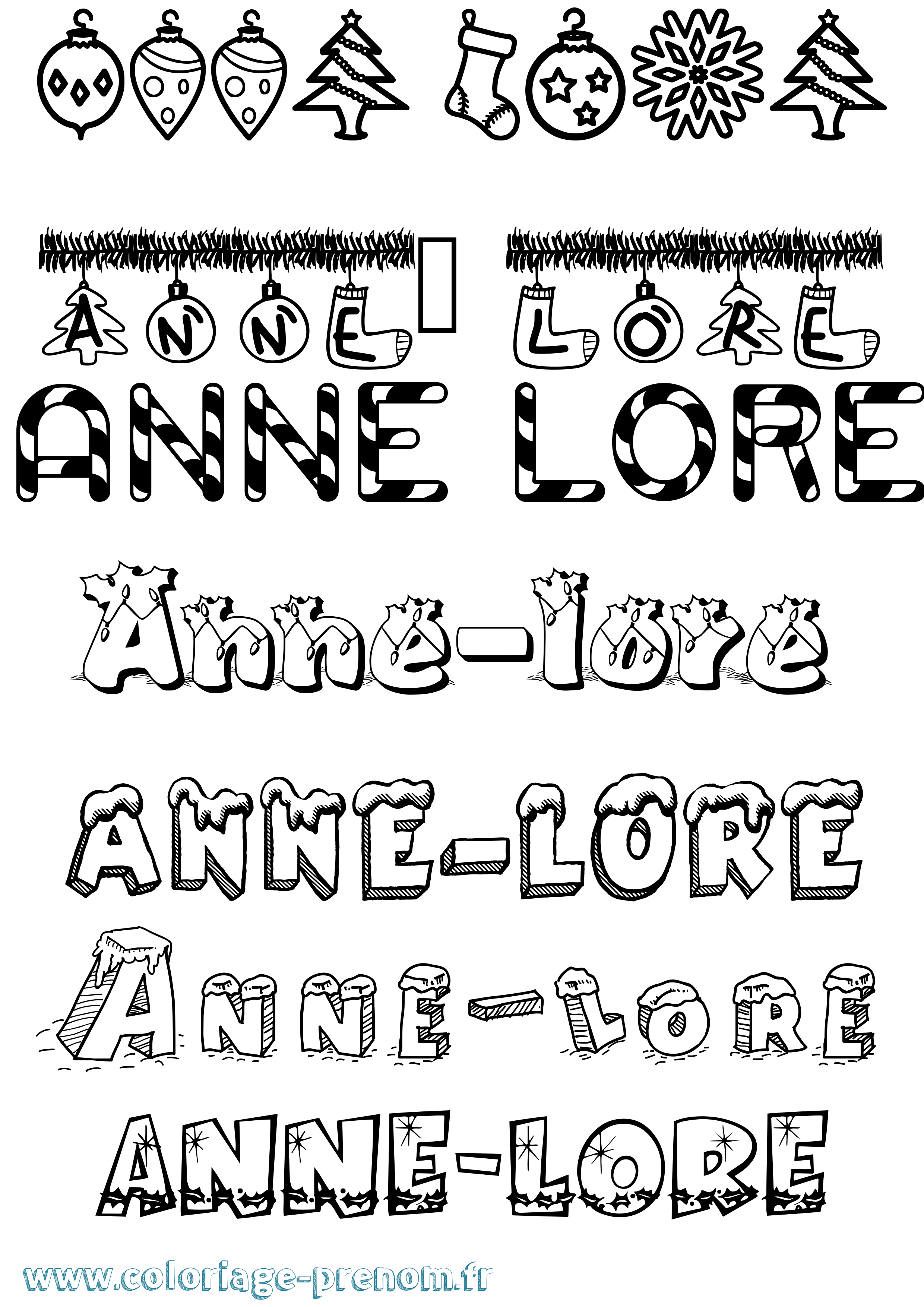 Coloriage prénom Anne-Lore Noël