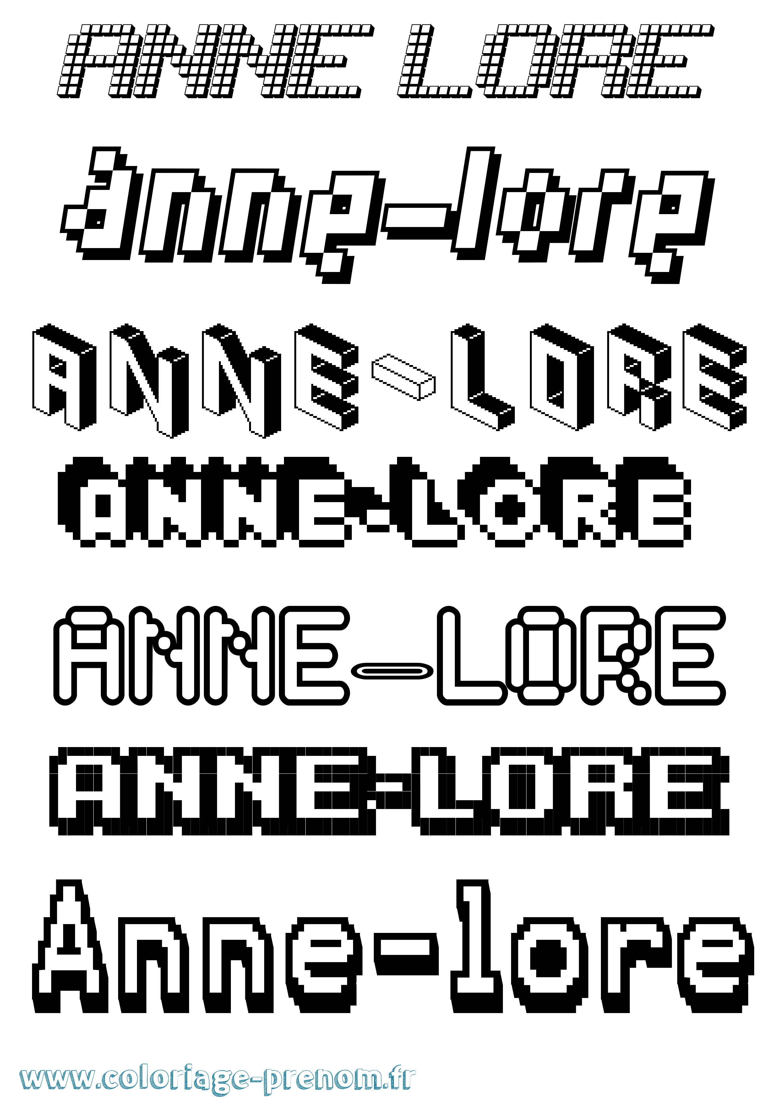 Coloriage prénom Anne-Lore Pixel